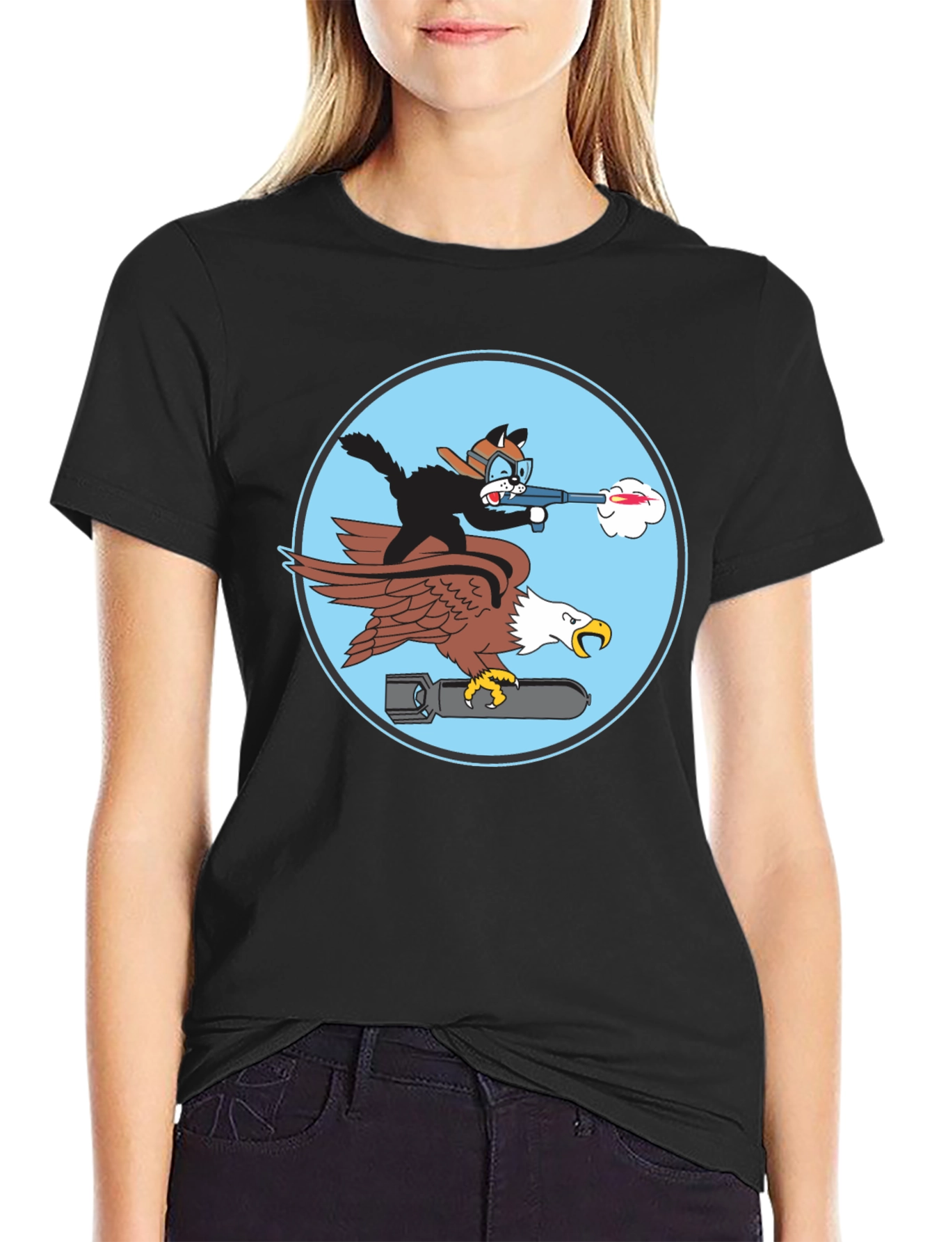 Cartoon Cat Bomber T-Shirt