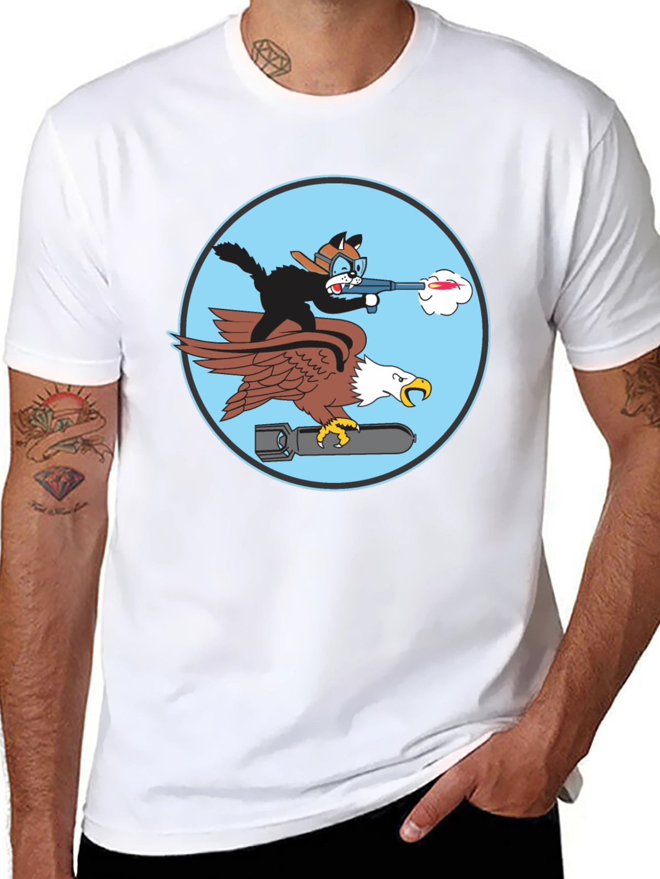 Cartoon Cat Bomber T-Shirt