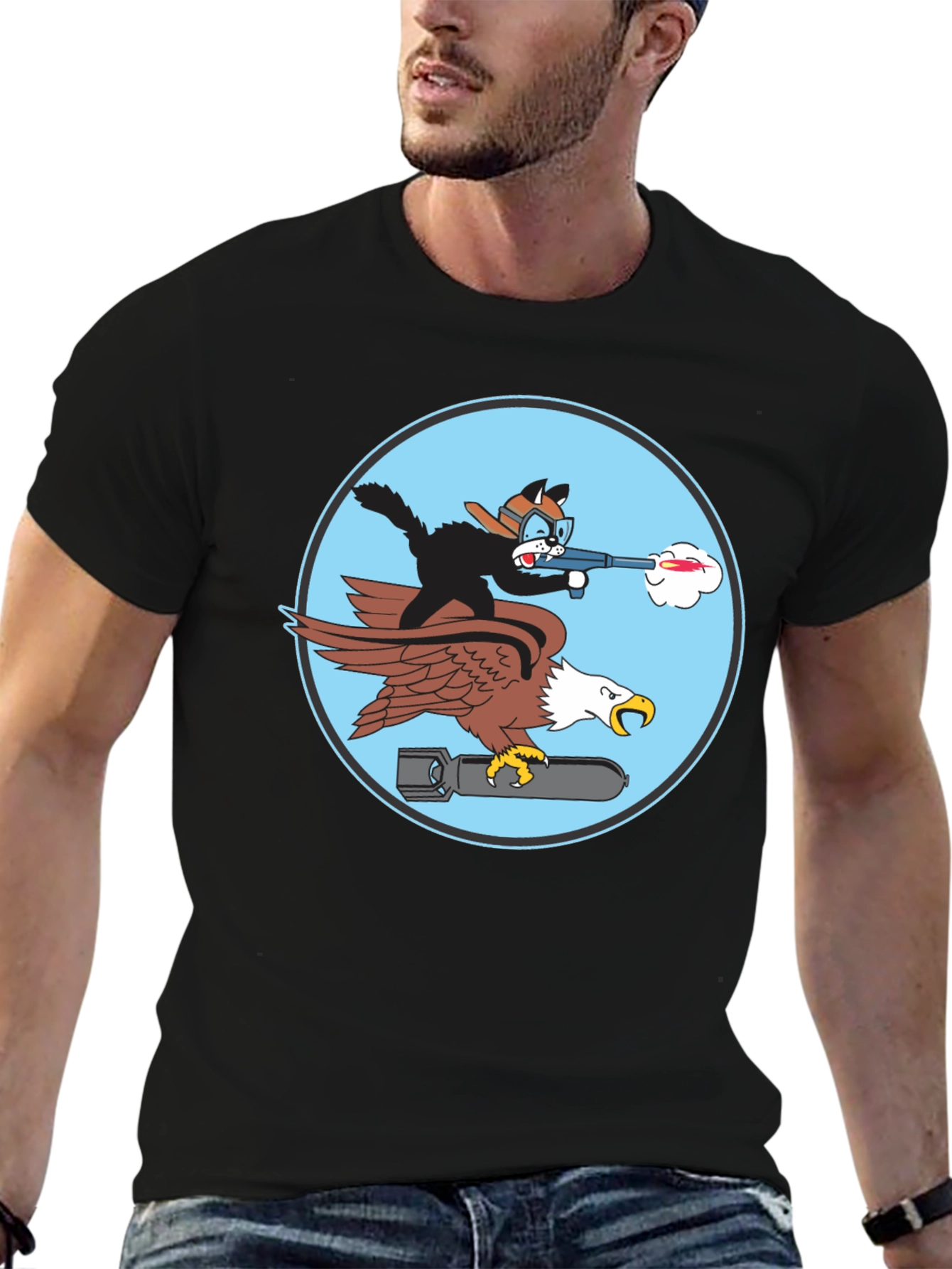 Cartoon Cat Bomber T-Shirt