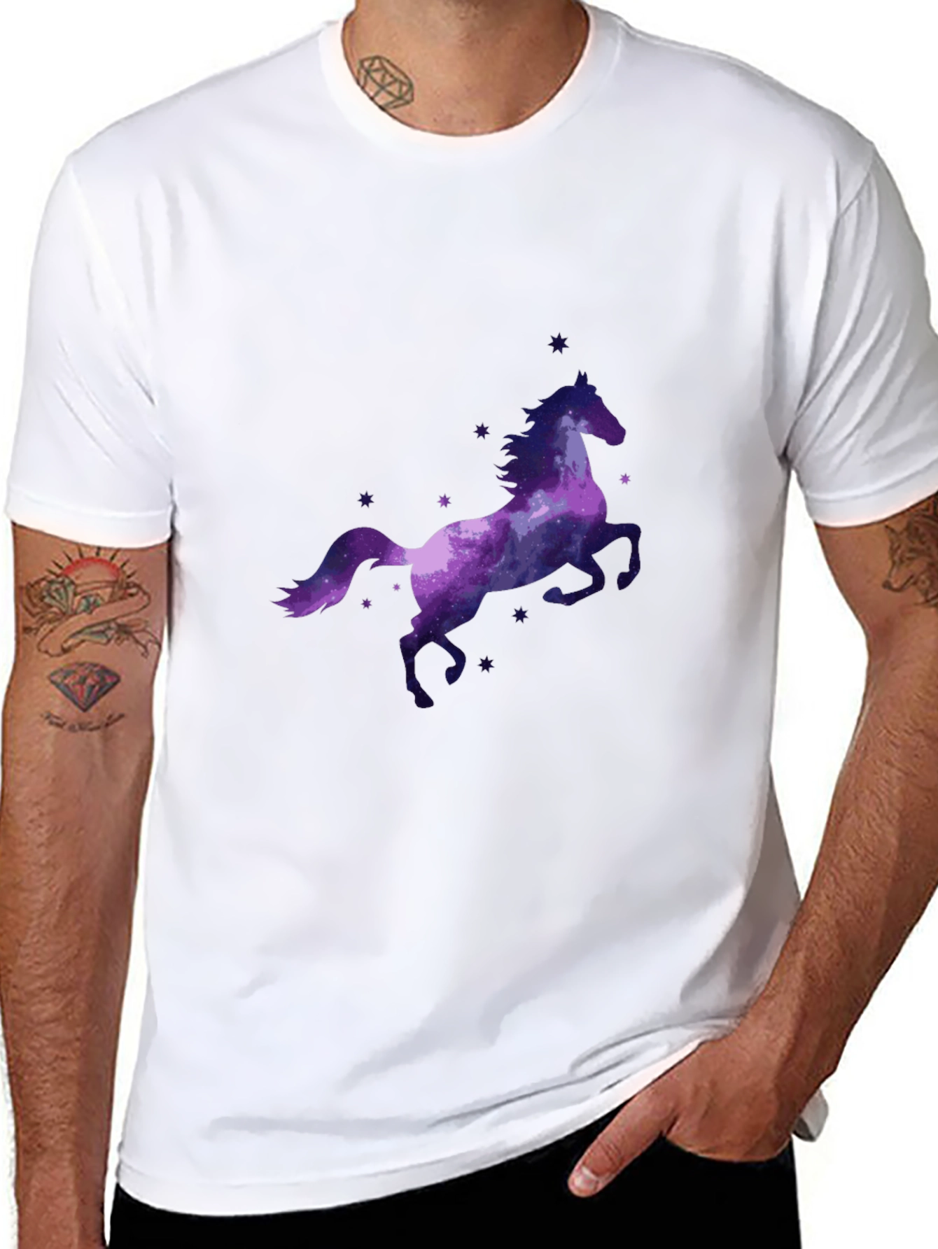 Galaxy Horse Graphic Tee - Stylish Black T-Shirt