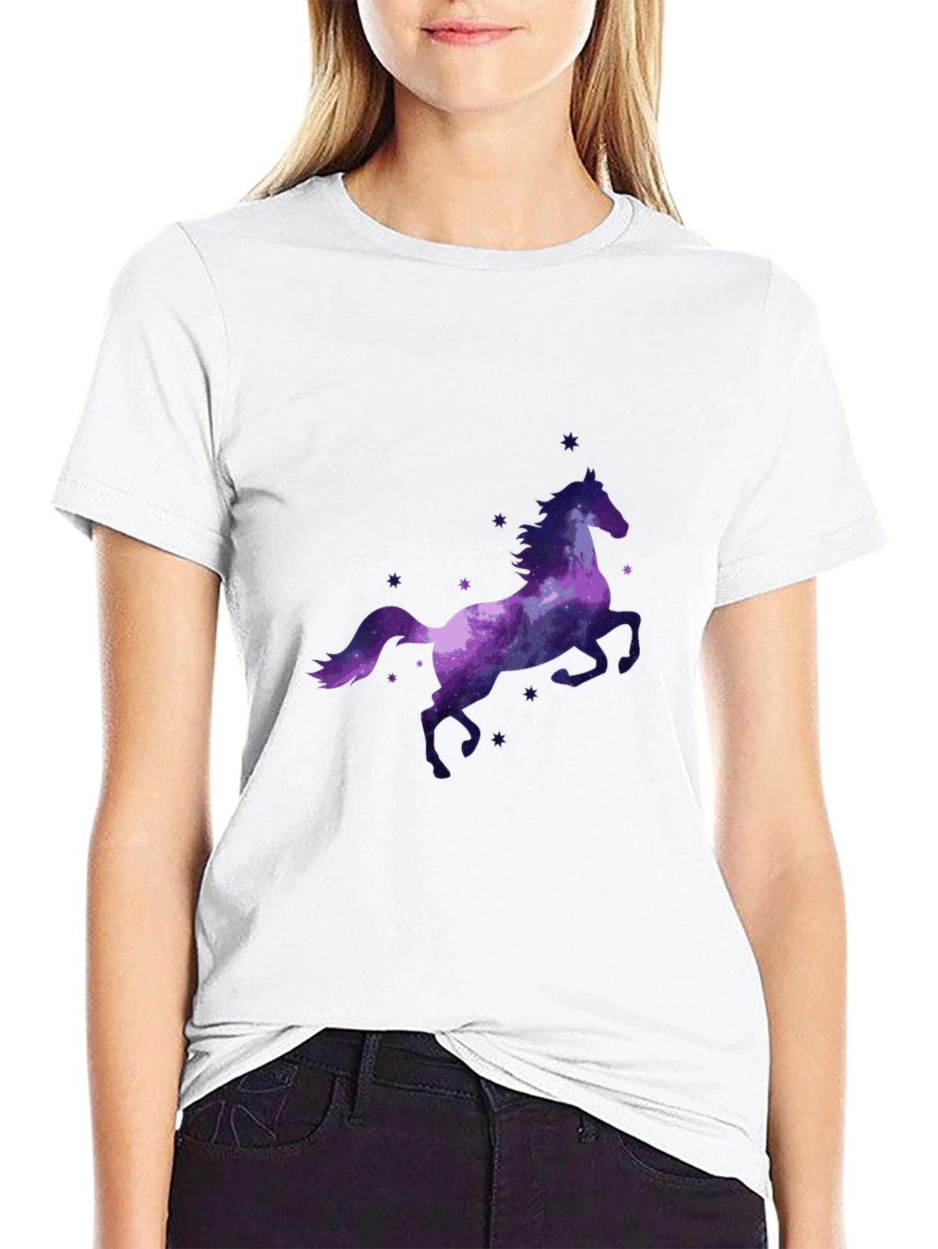 Galaxy Horse Graphic Tee - Stylish Black T-Shirt