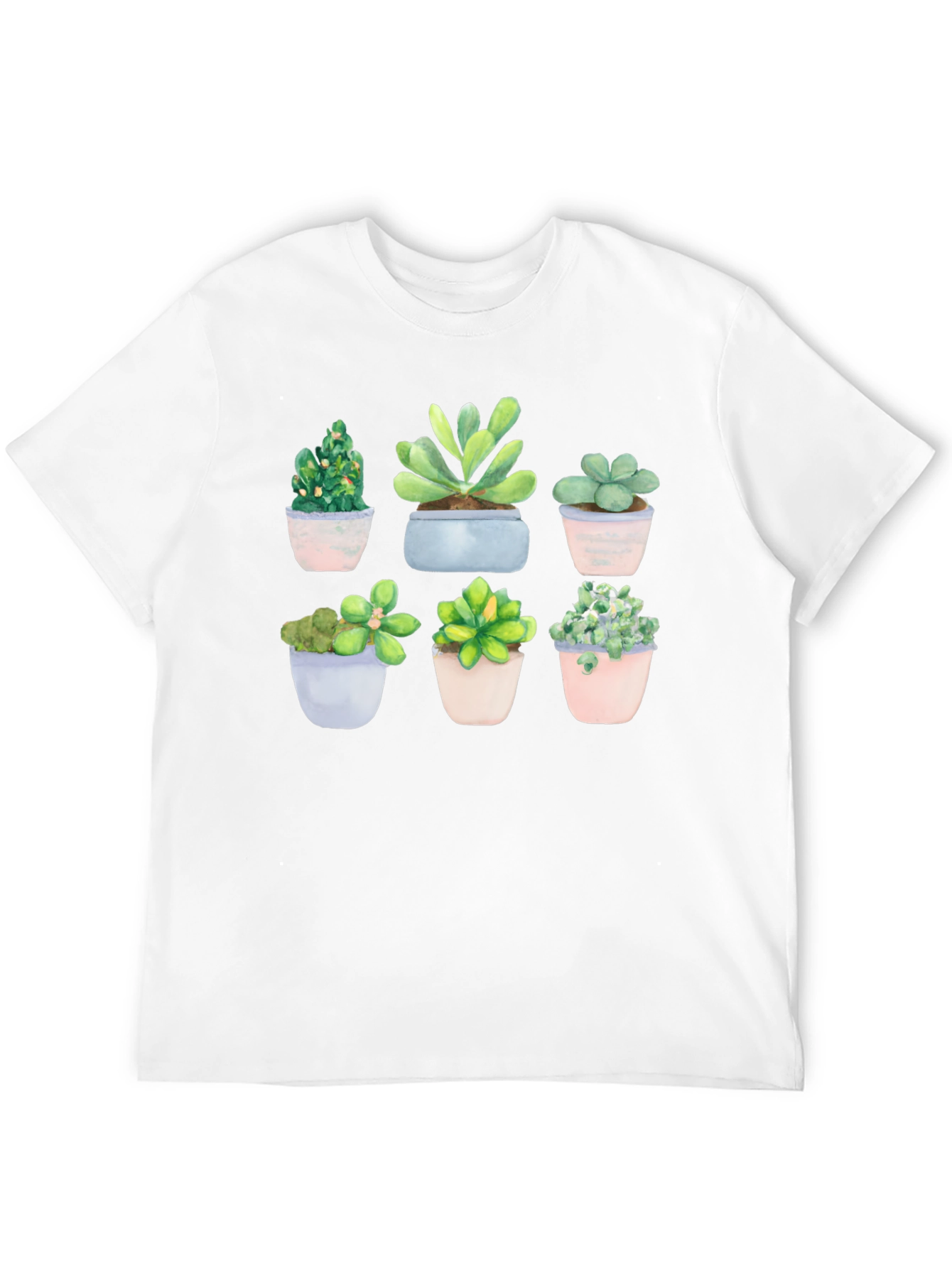 Stylish Succulent Print Black T-Shirt