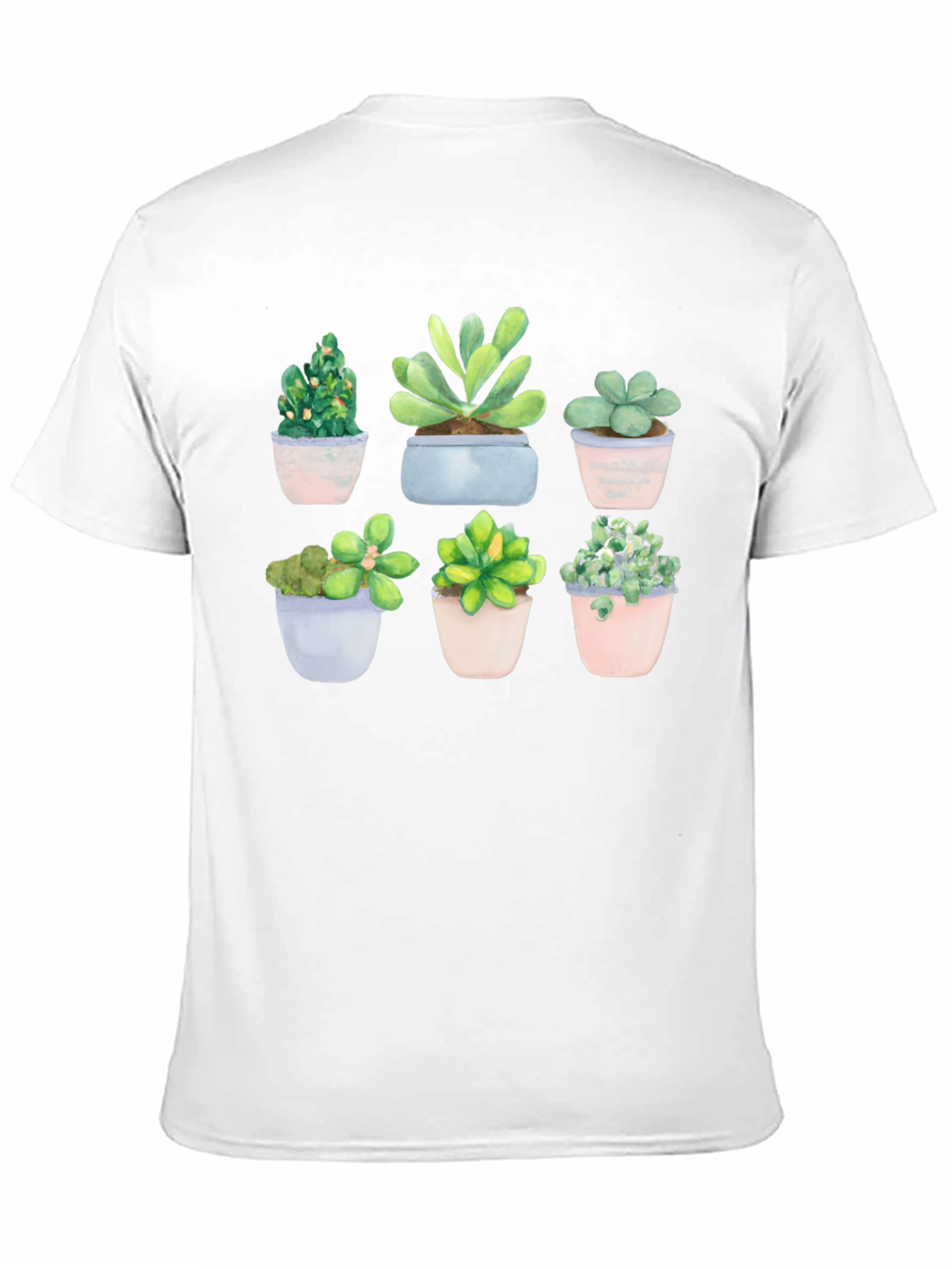 Stylish Succulent Print Black T-Shirt
