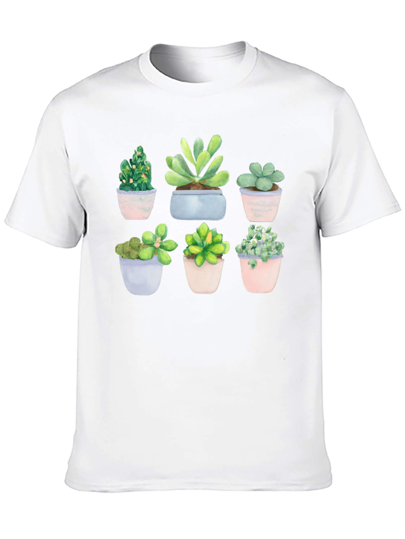 Stylish Succulent Print Black T-Shirt