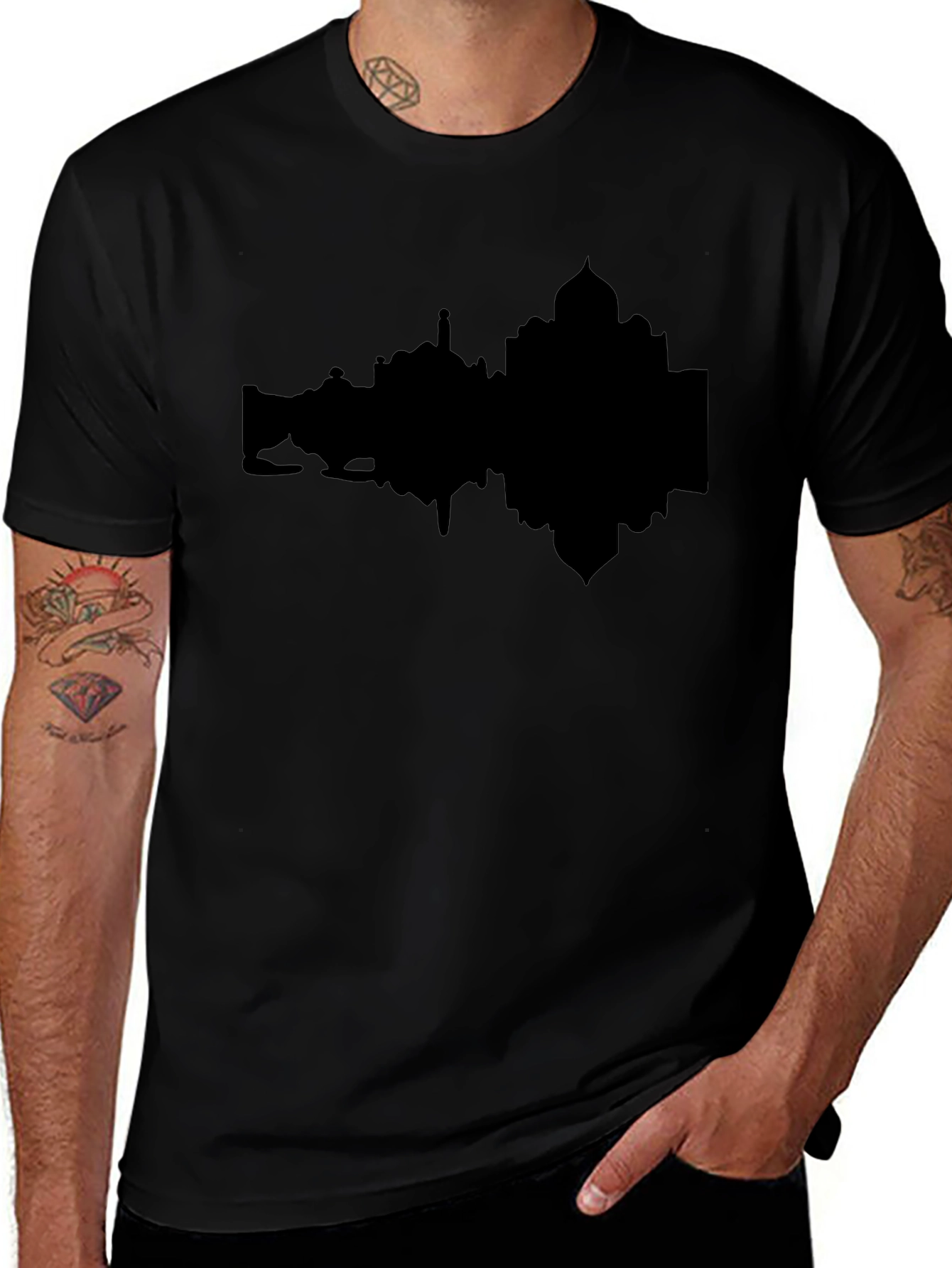 Taj Mahal Silhouette Graphic Tee - Black Cotton T-Shirt