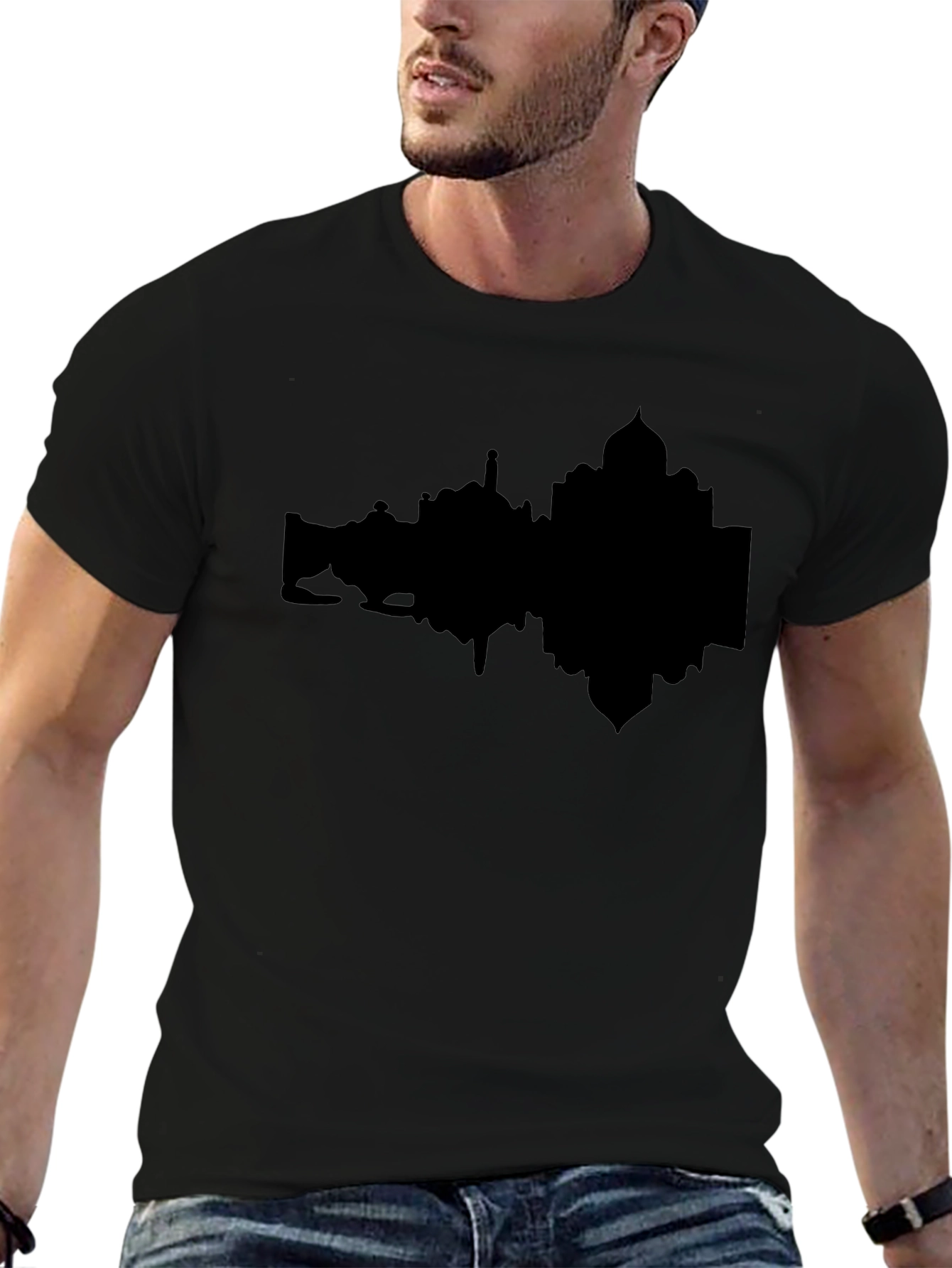 Taj Mahal Silhouette Graphic Tee - Black Cotton T-Shirt
