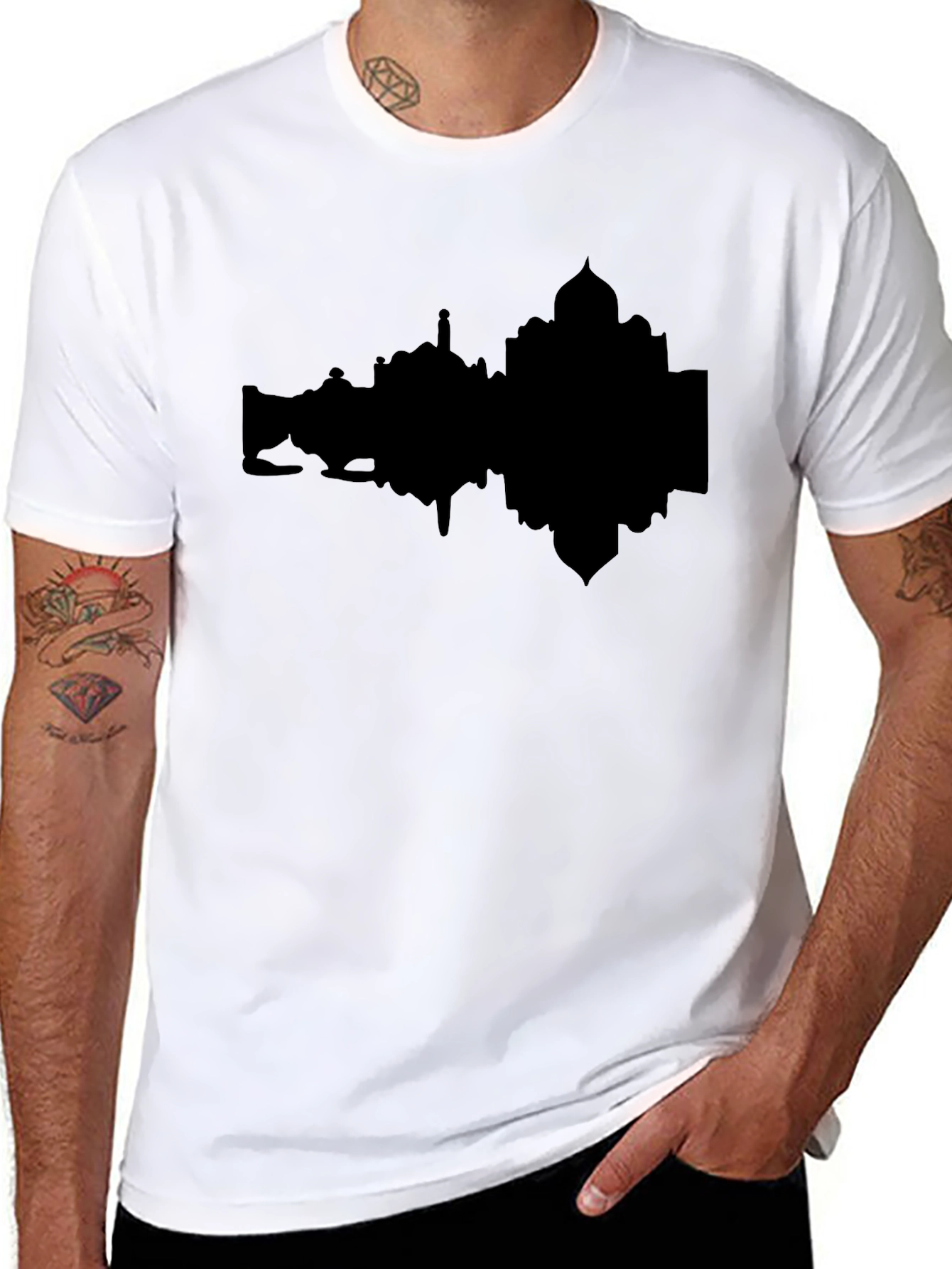 Taj Mahal Silhouette Graphic Tee - Black Cotton T-Shirt