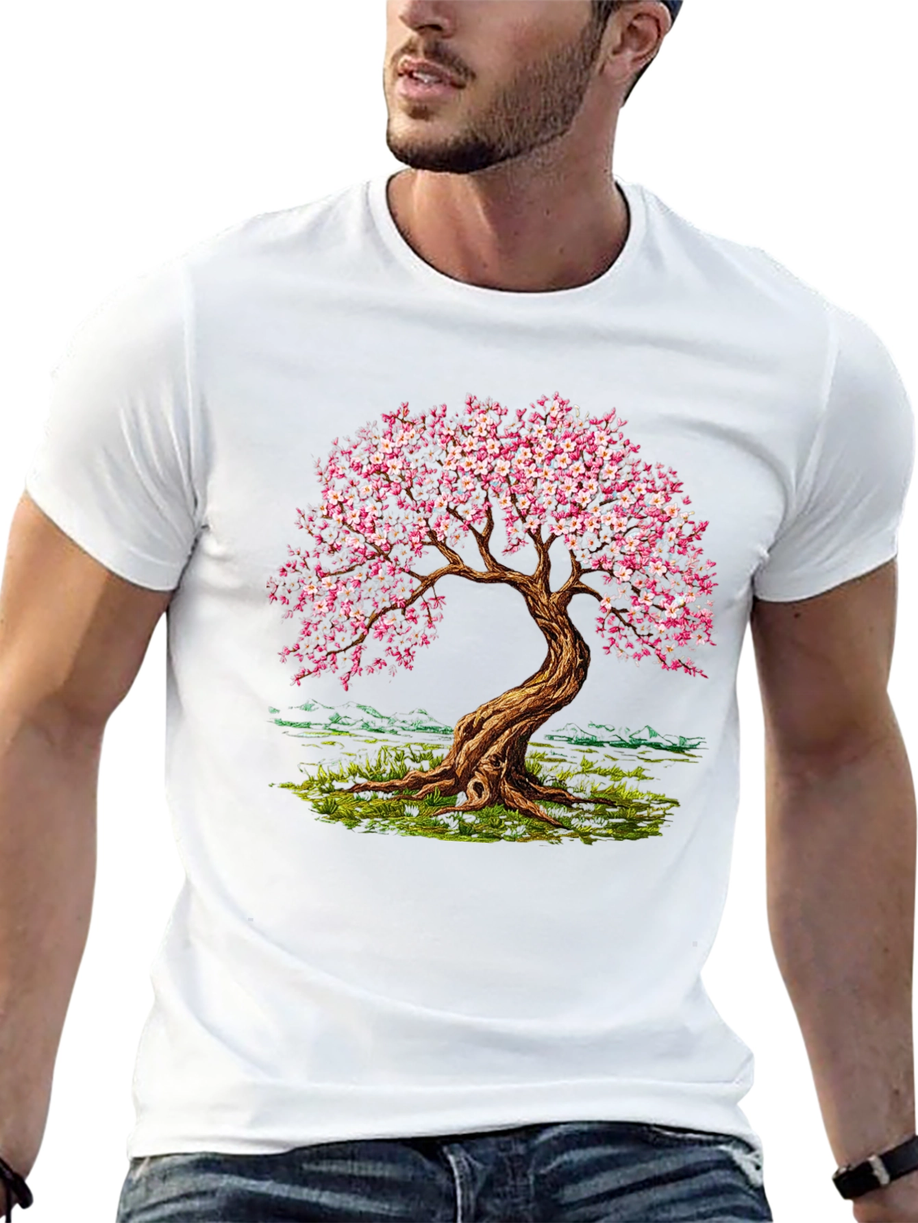Cherry Blossom Tree Black T-Shirt