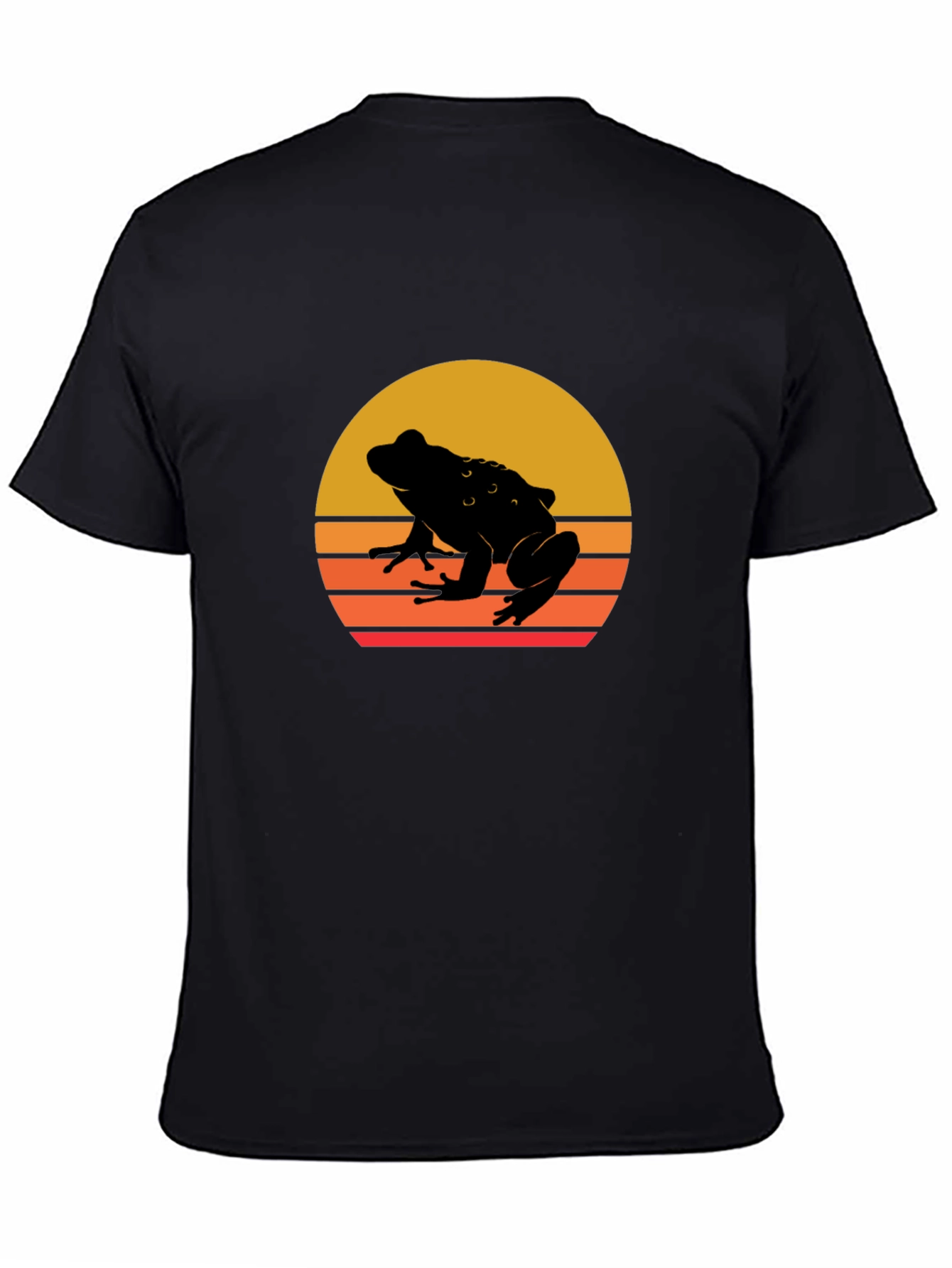 Retro Frog Sunset Black T-Shirt