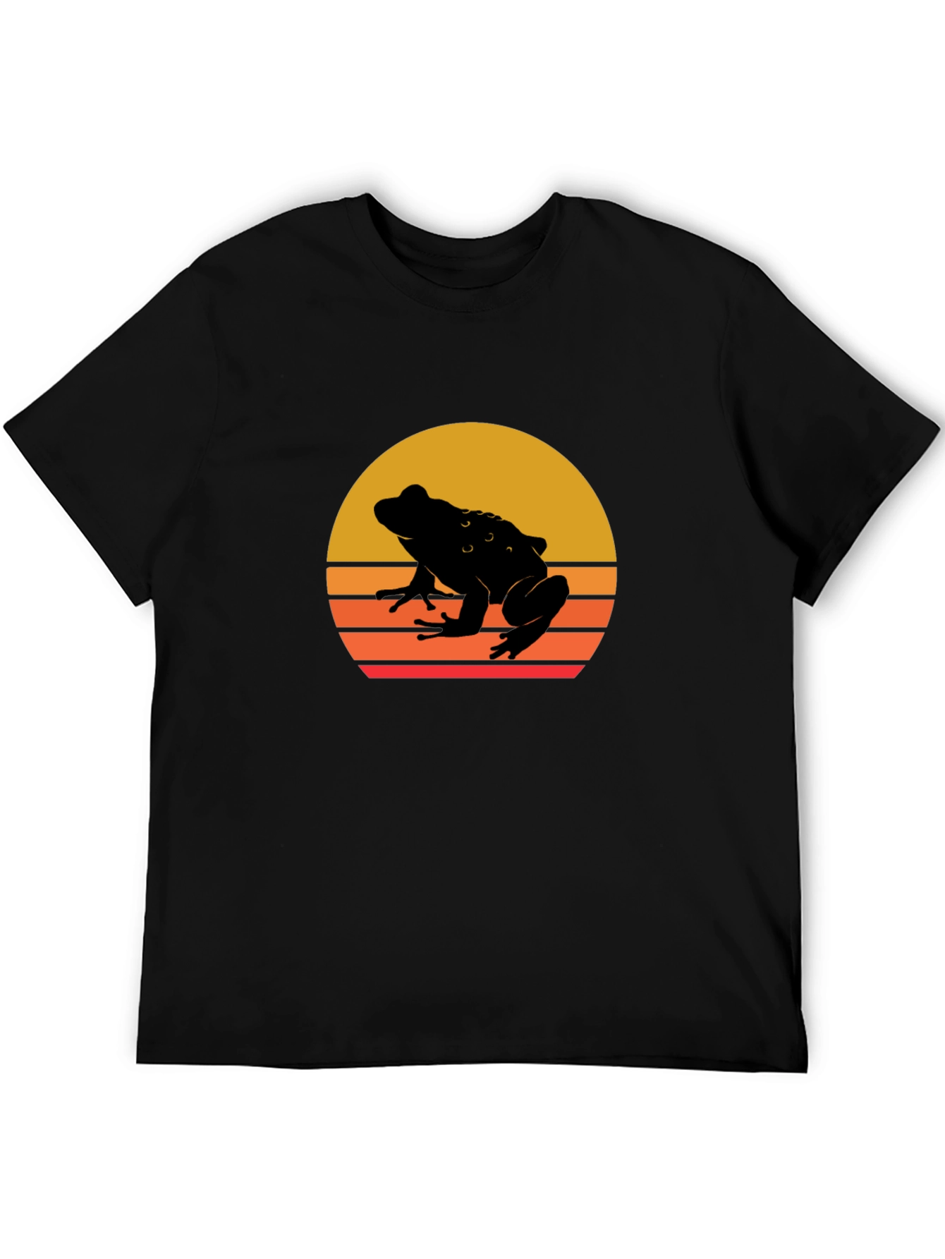 Retro Frog Sunset Black T-Shirt