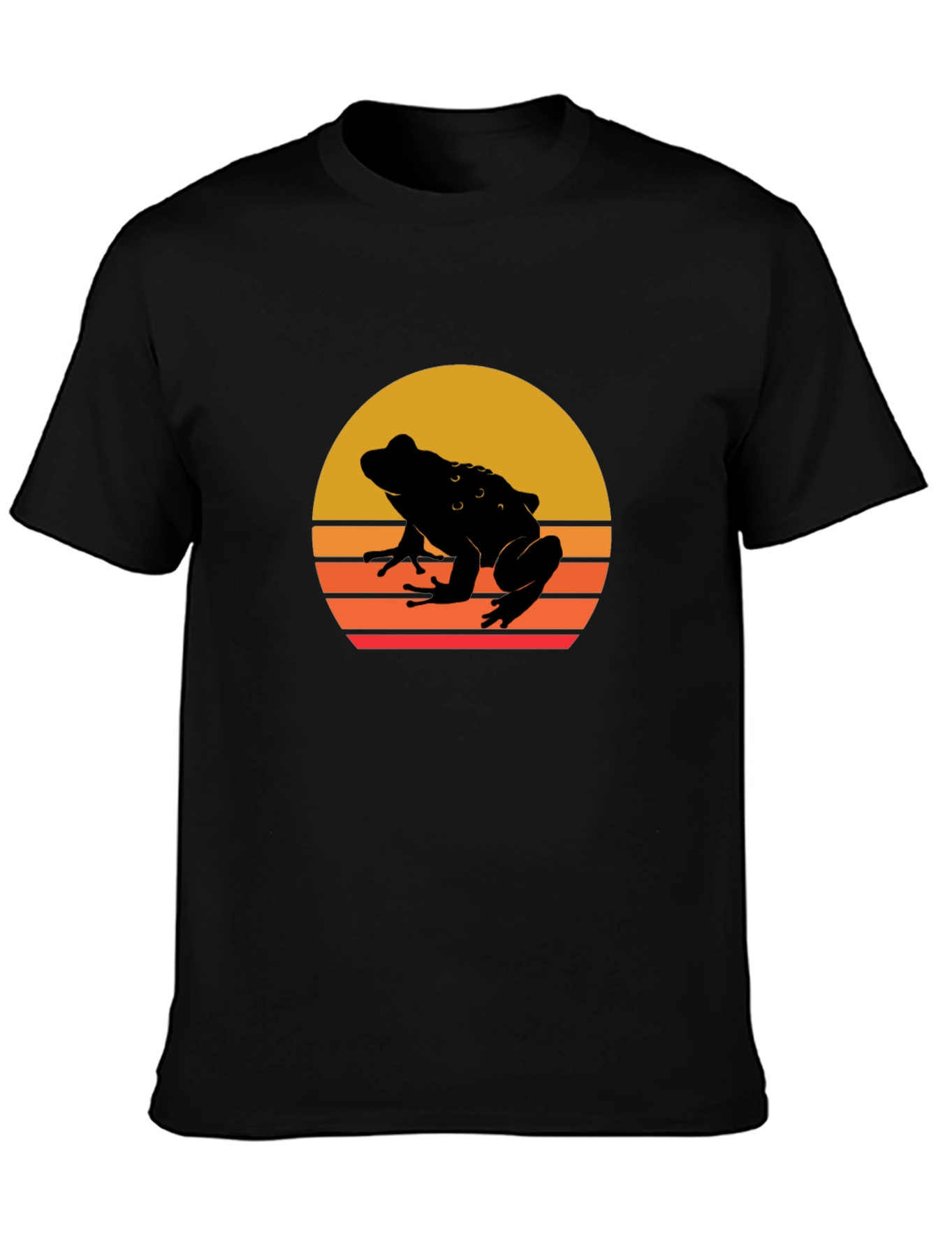 Retro Frog Sunset Black T-Shirt