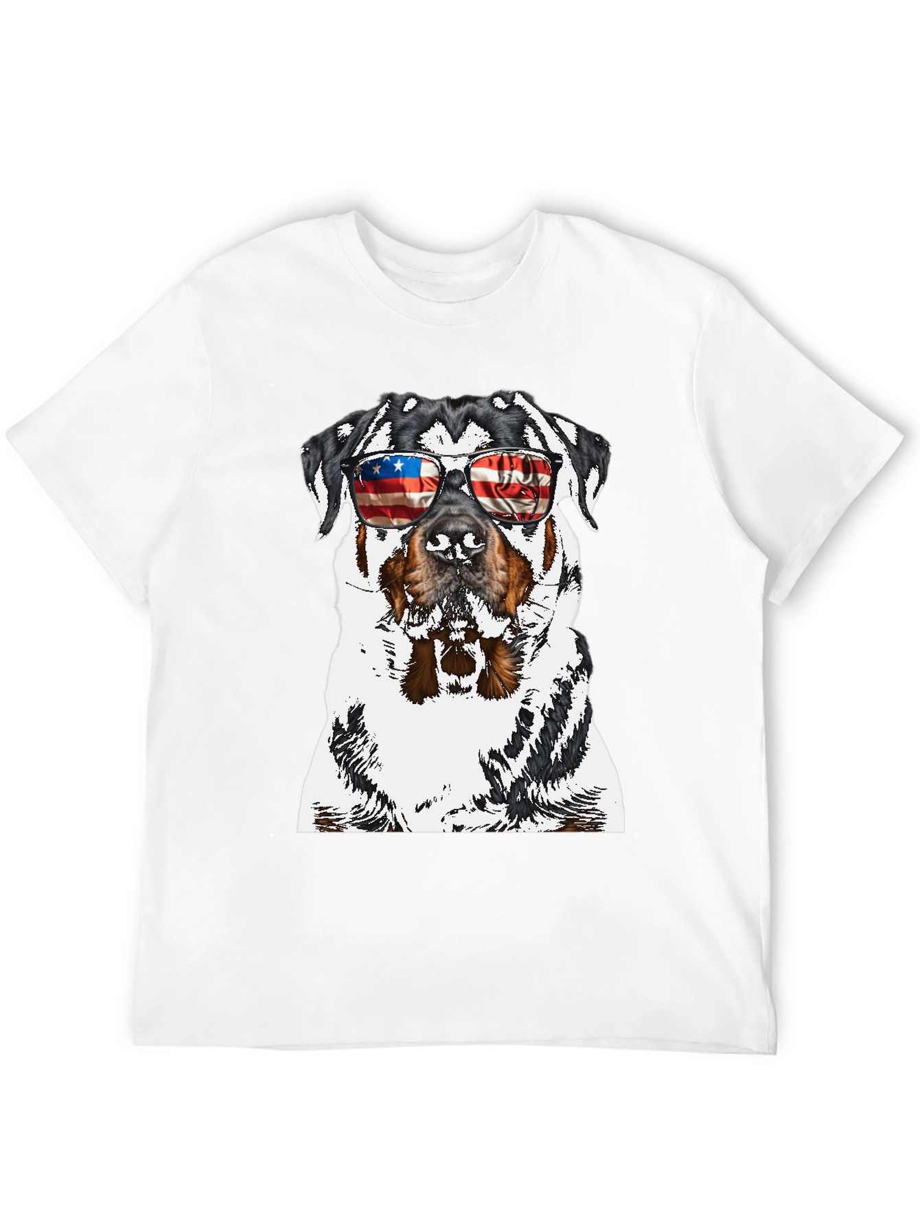 Rottweiler Dog Patriotic USA Flag Sunglasses T-Shirt