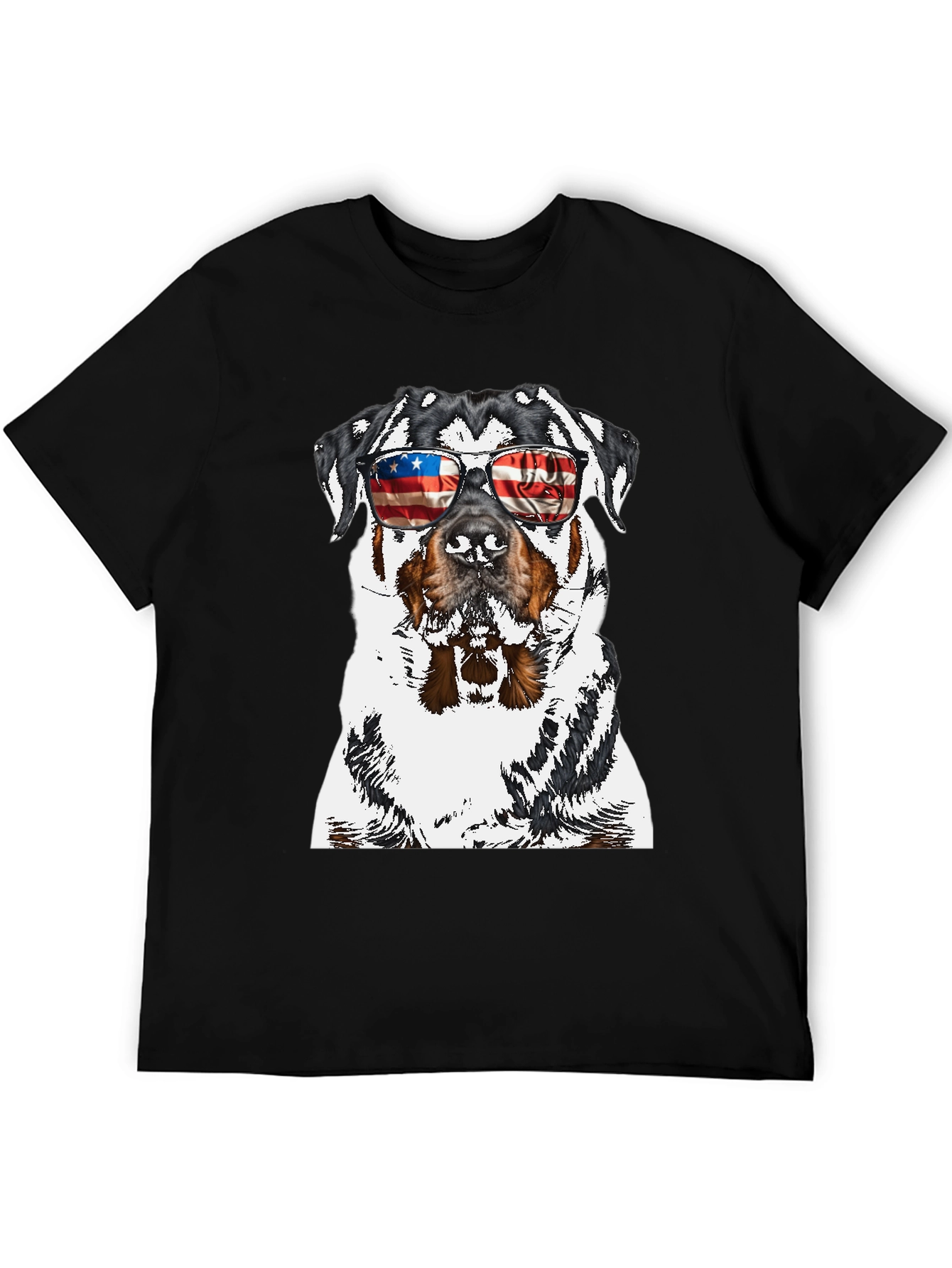 Rottweiler Dog Patriotic USA Flag Sunglasses T-Shirt