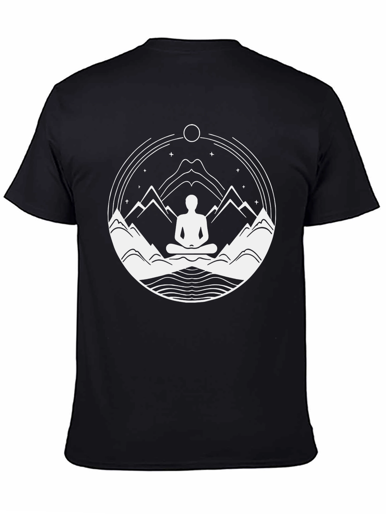 Zen Mountain Meditation T-Shirt - Black Graphic Tee