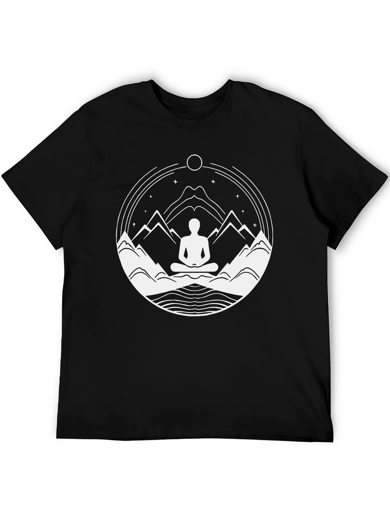 Zen Mountain Meditation T-Shirt - Black Graphic Tee
