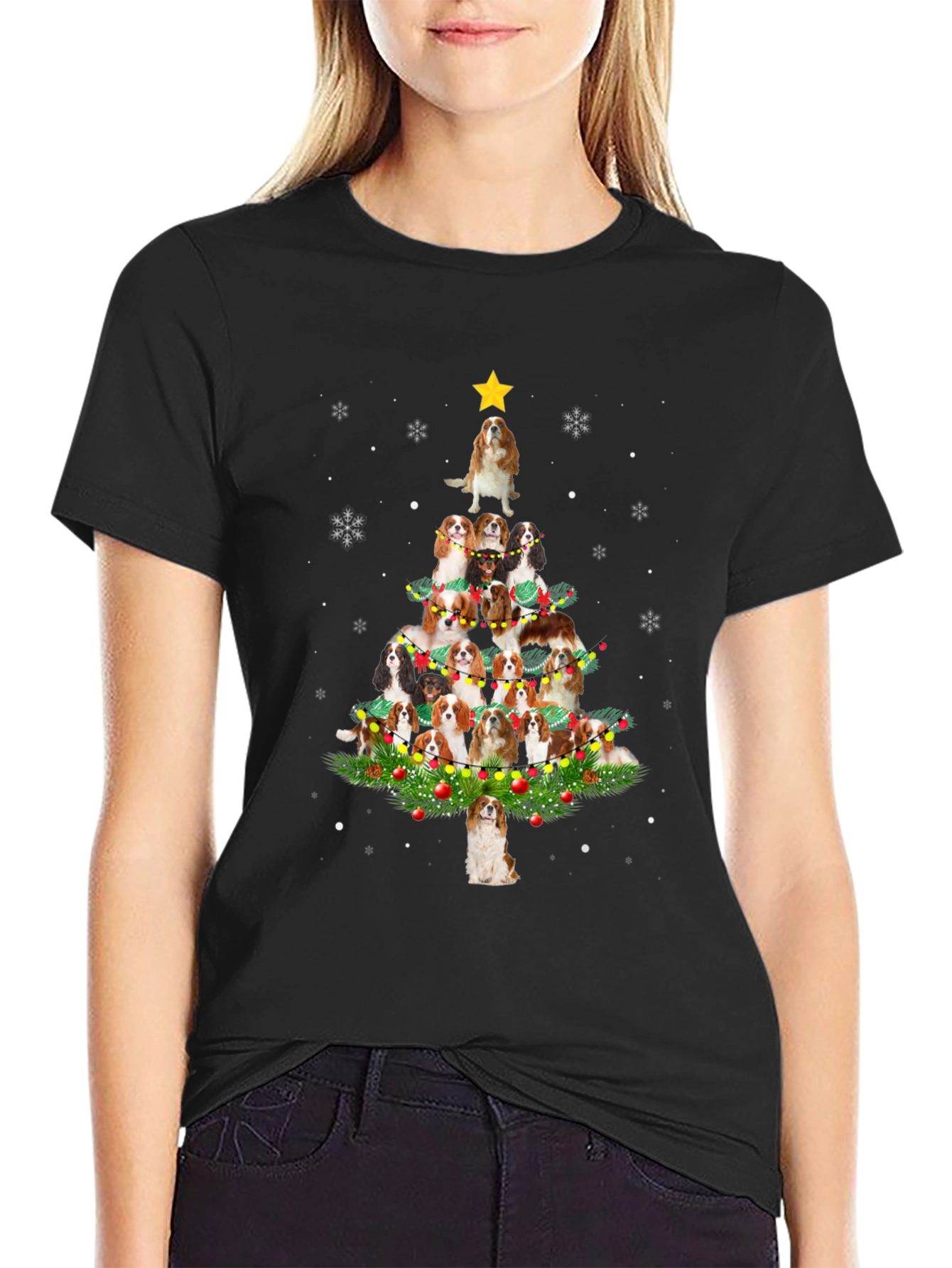 Cavalier Spaniel Christmas Tree T-Shirt