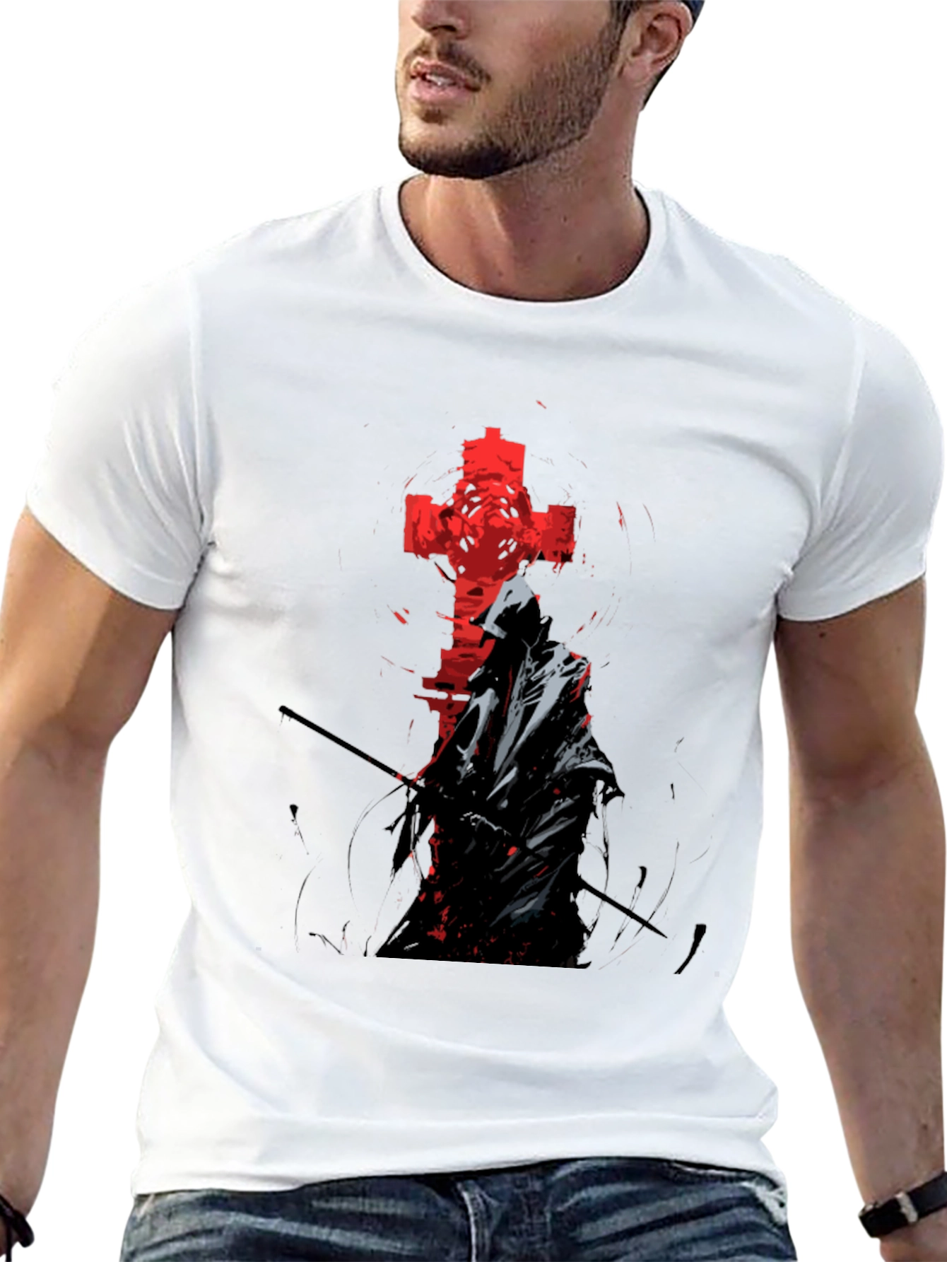 Grim Reaper Cross Graphic Tee - Edgy Style