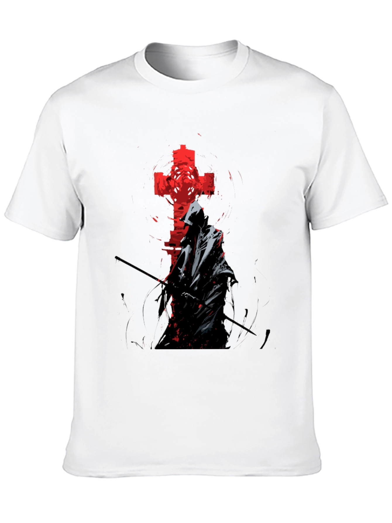 Grim Reaper Cross Graphic Tee - Edgy Style