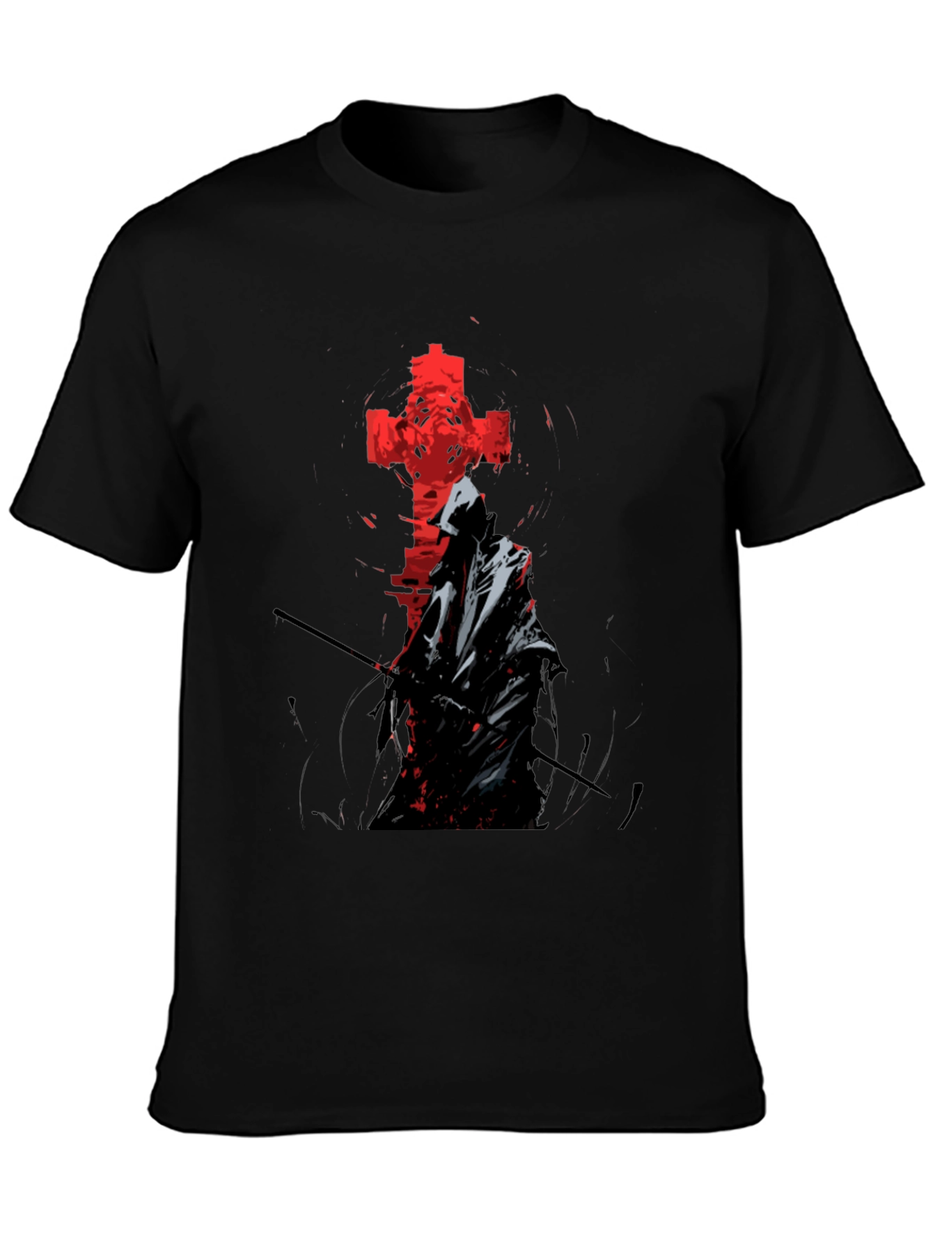 Grim Reaper Cross Graphic Tee - Edgy Style