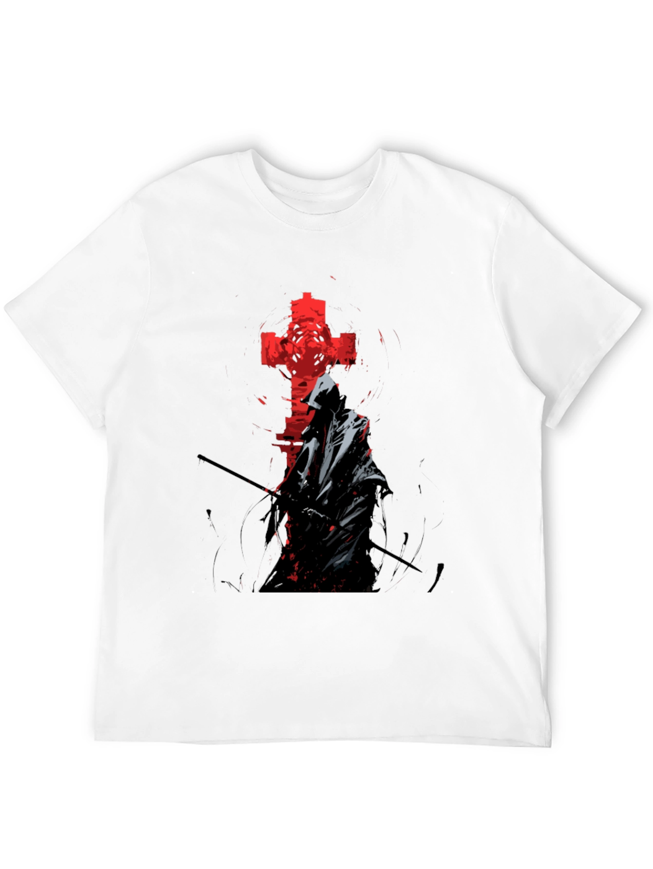 Grim Reaper Cross Graphic Tee - Edgy Style