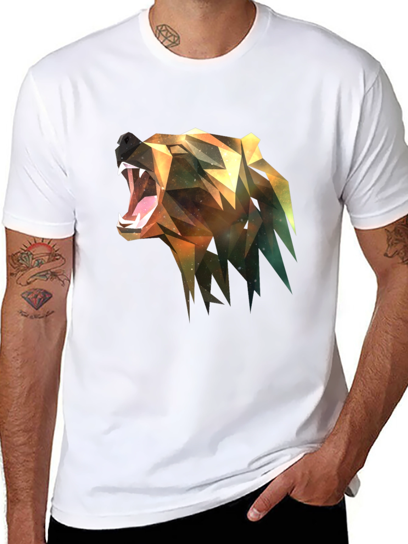 Geometric Bear Graphic Tee - Modern Streetwear