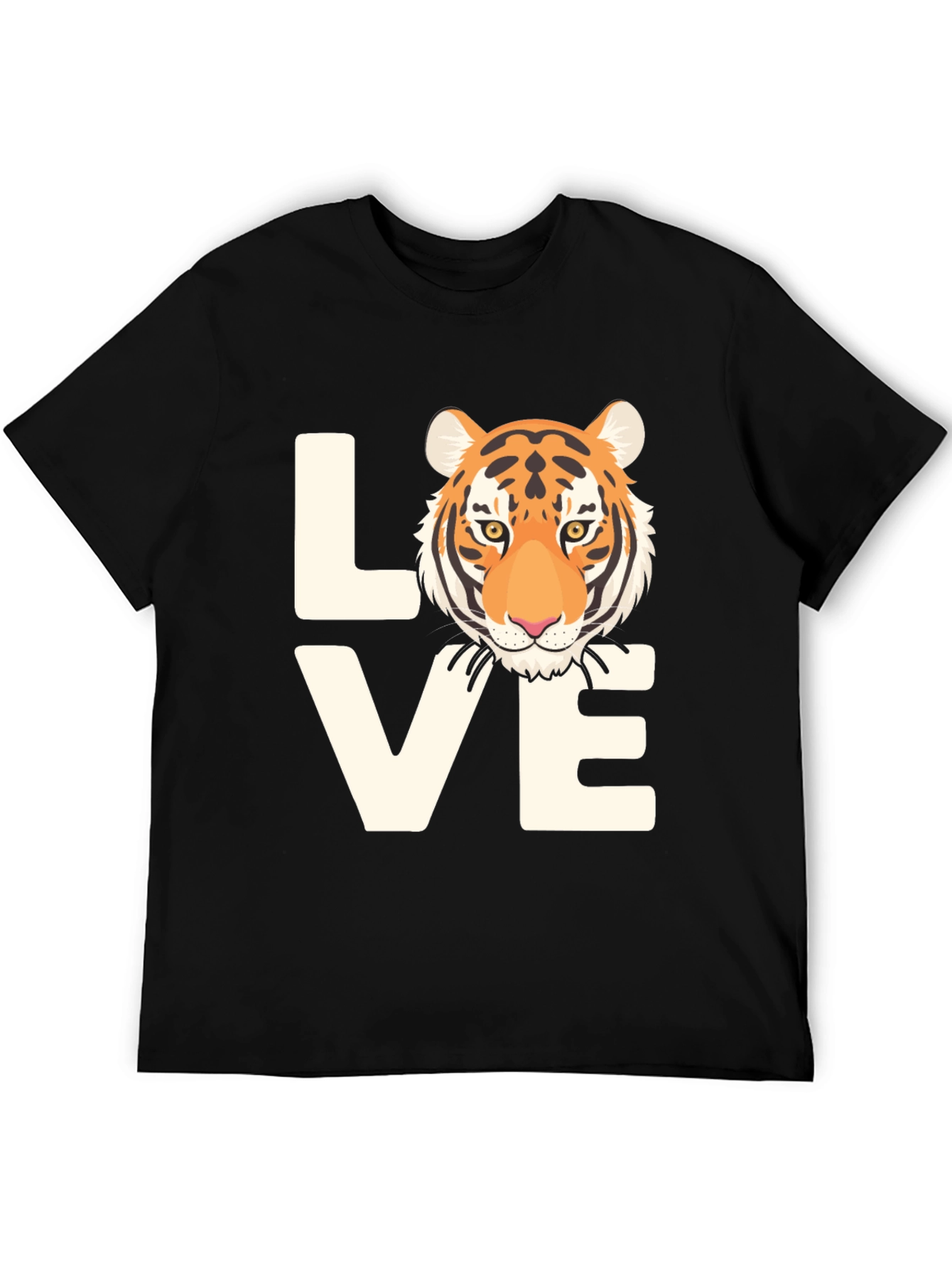 Love Tiger Graphic Tee - Black Cotton T-Shirt