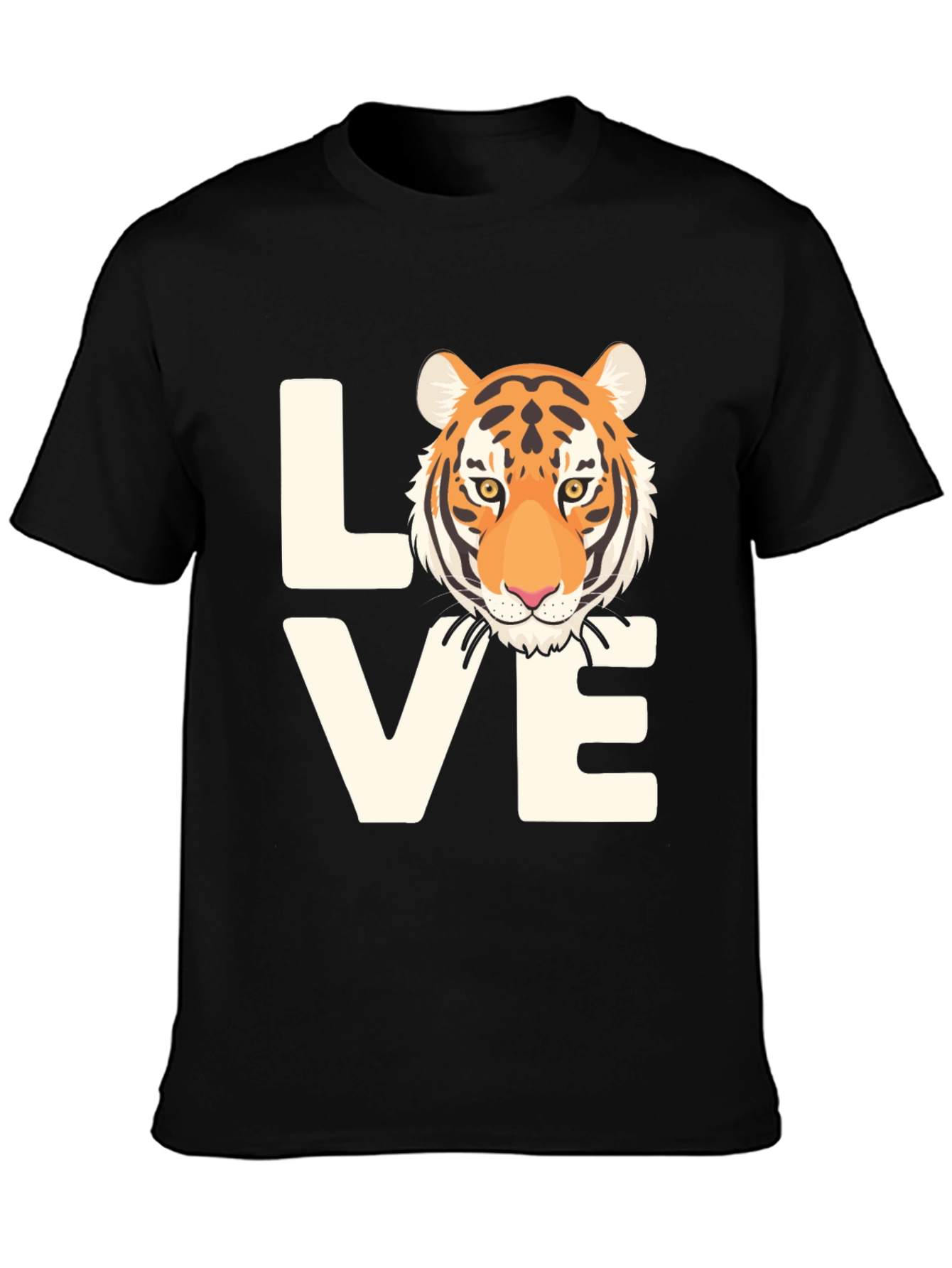 Love Tiger Graphic Tee - Black Cotton T-Shirt