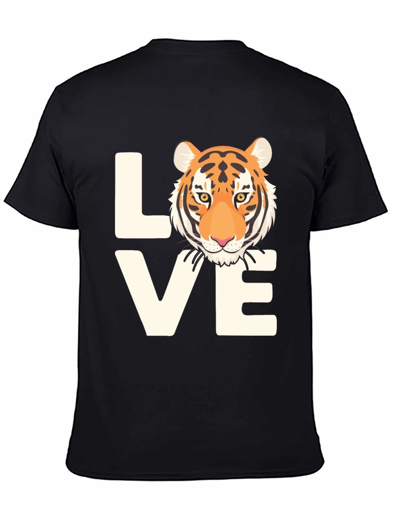 Love Tiger Graphic Tee - Black Cotton T-Shirt