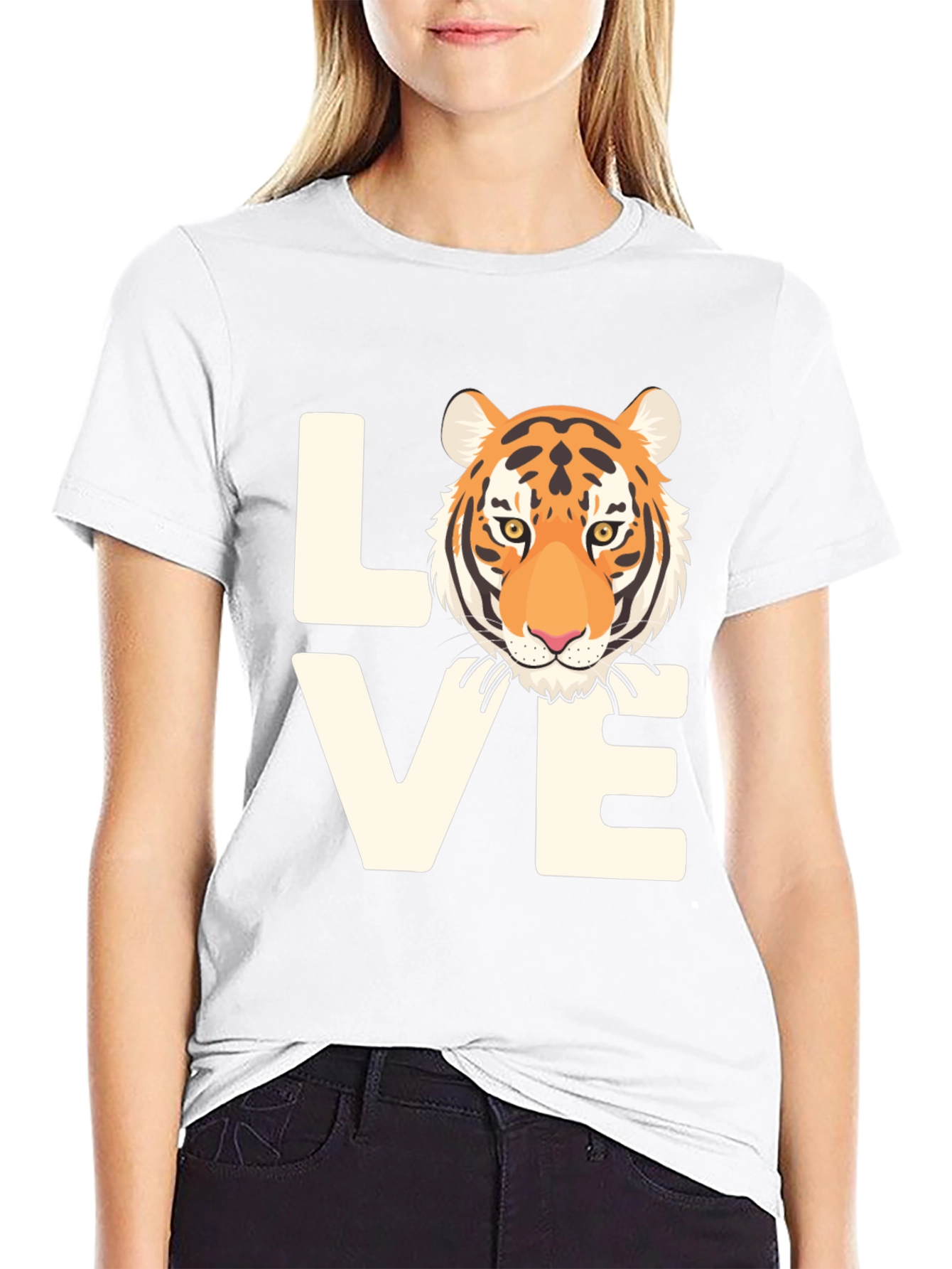 Love Tiger Graphic Tee - Black Cotton T-Shirt