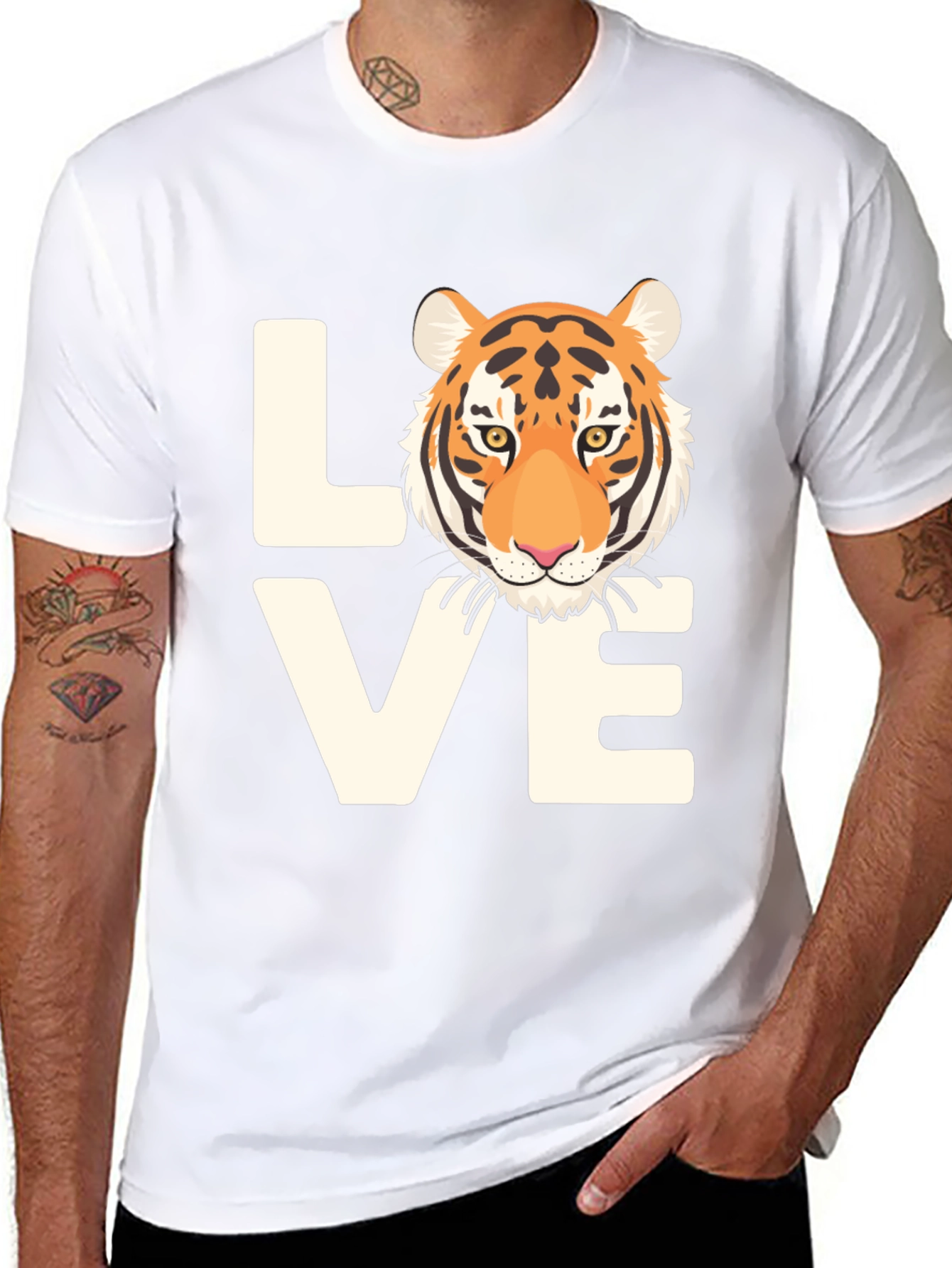 Love Tiger Graphic Tee - Black Cotton T-Shirt