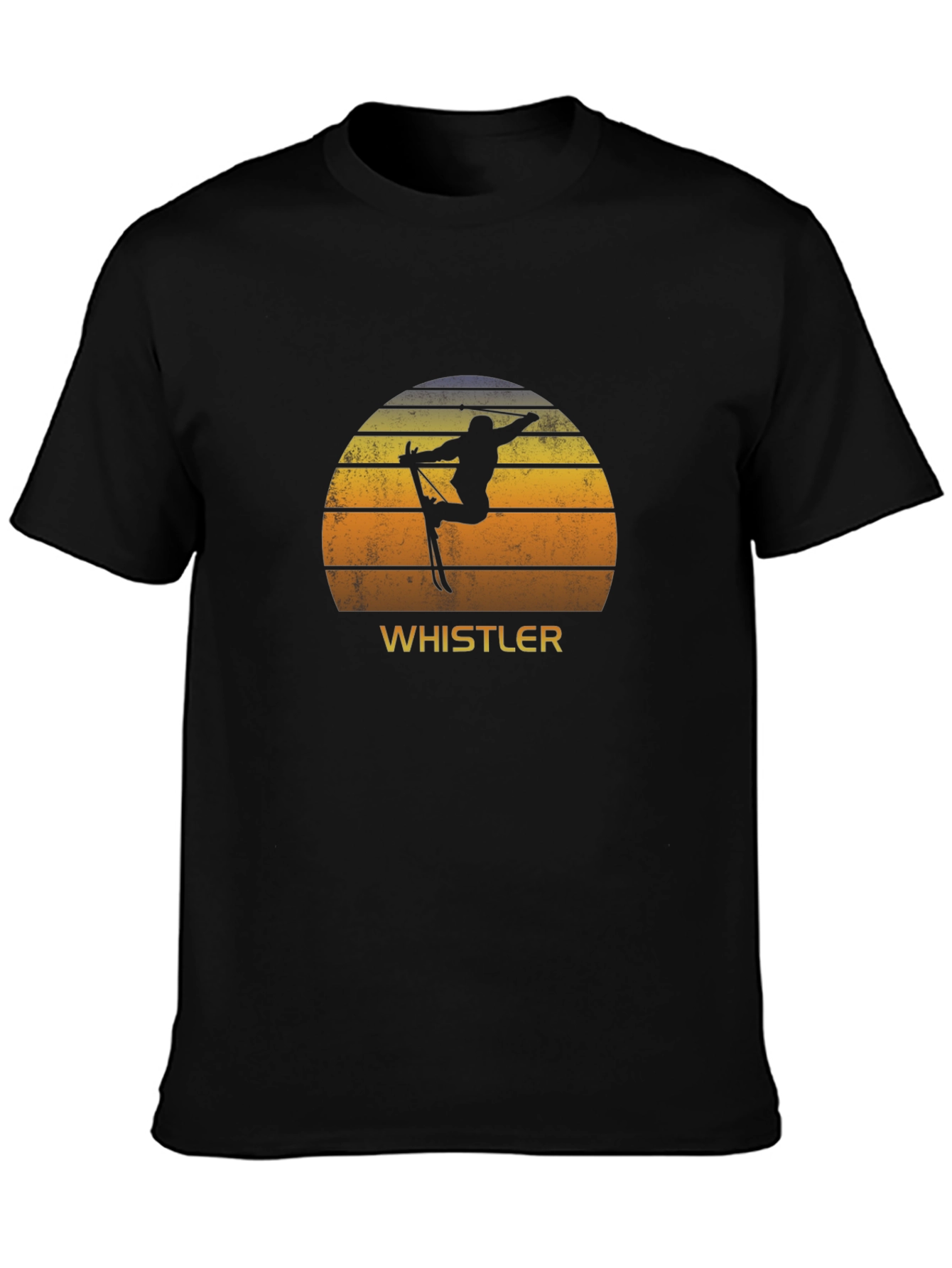 Whistler Ski T-Shirt - Retro Sunset Silhouette