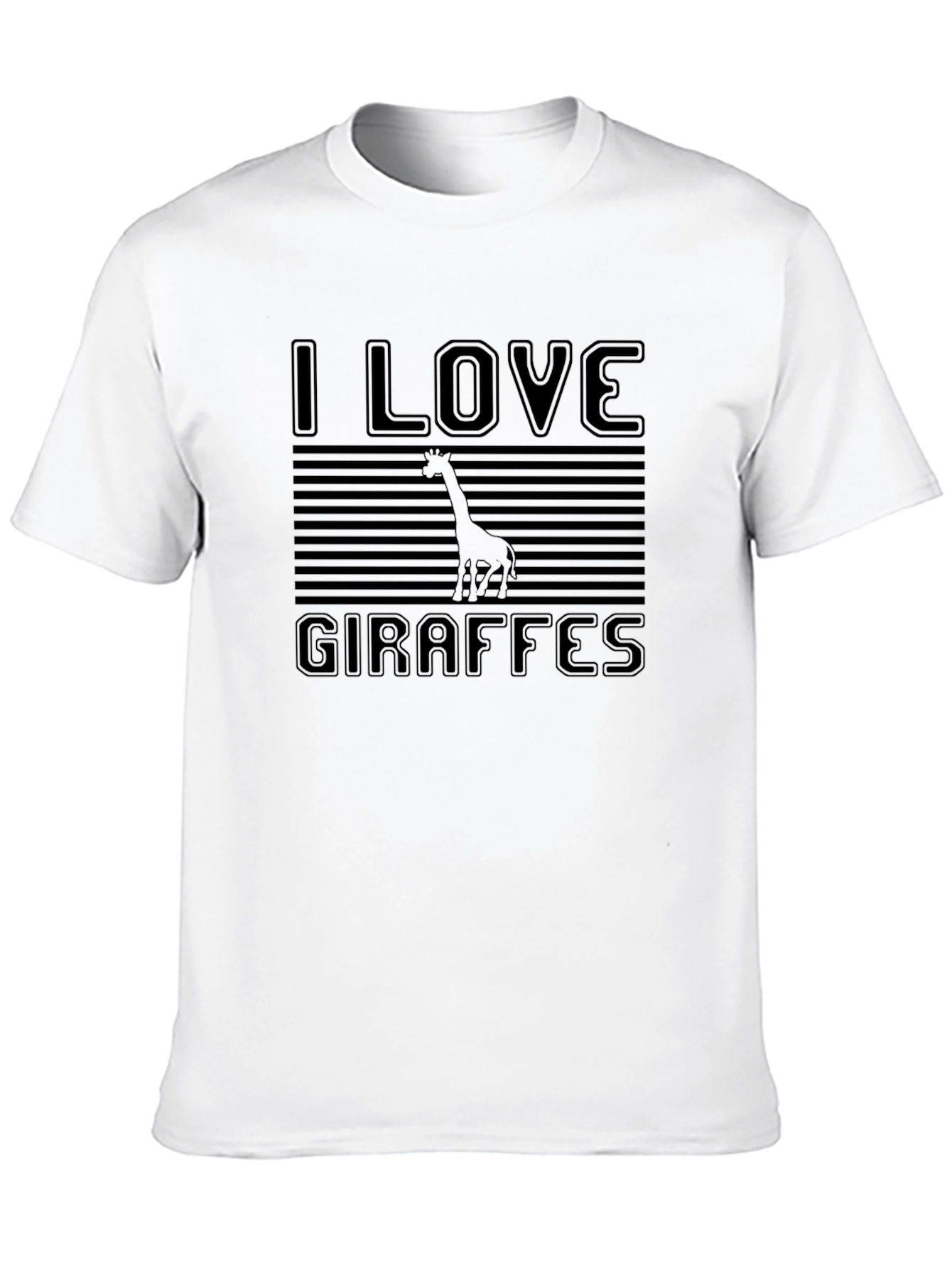 I Love Giraffes Black T-Shirt