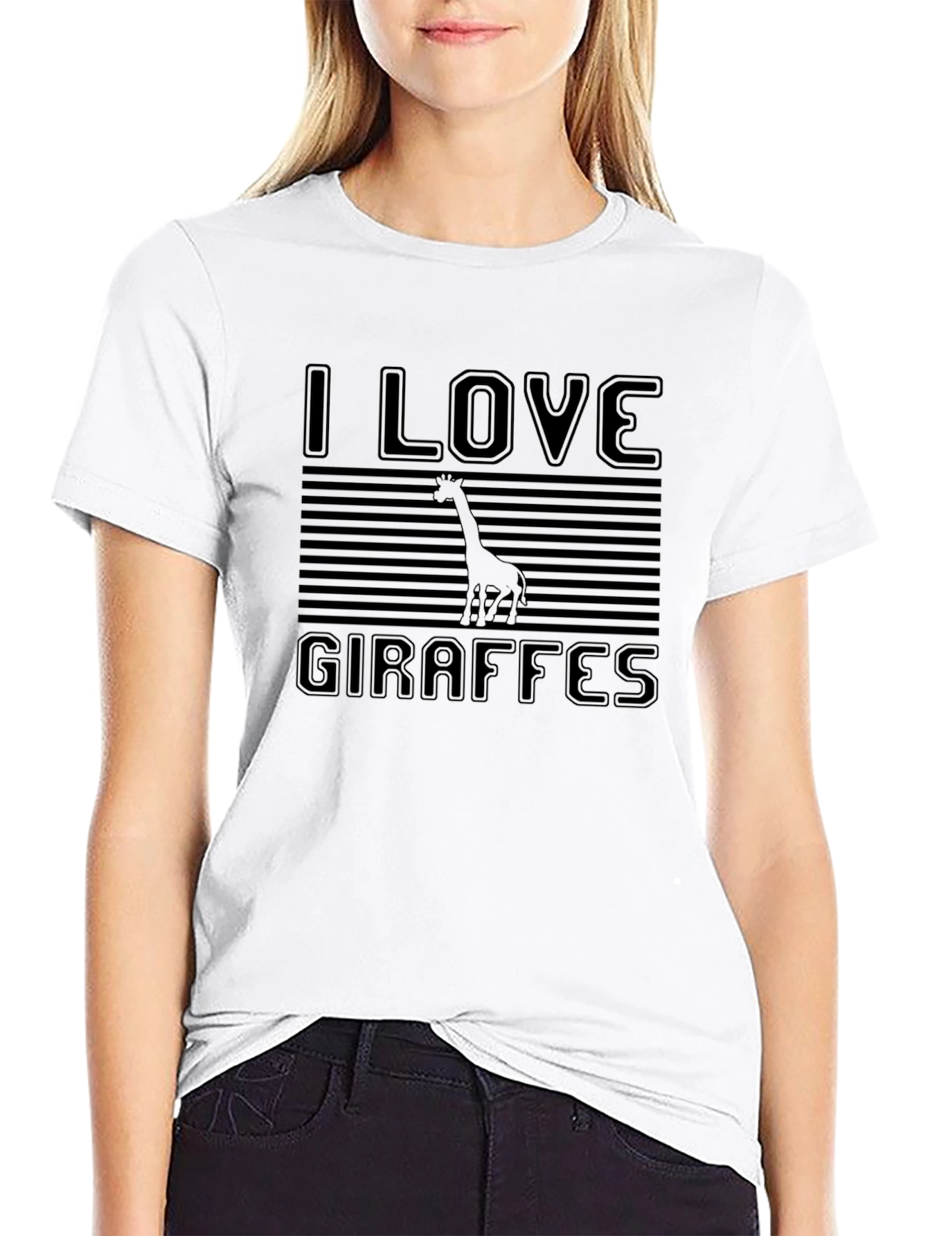 I Love Giraffes Black T-Shirt