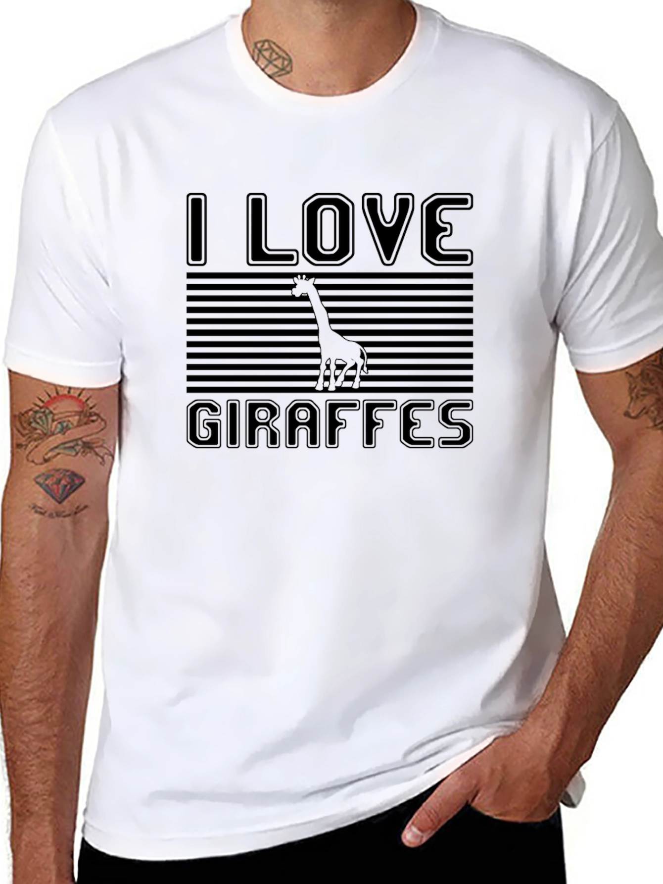 I Love Giraffes Black T-Shirt