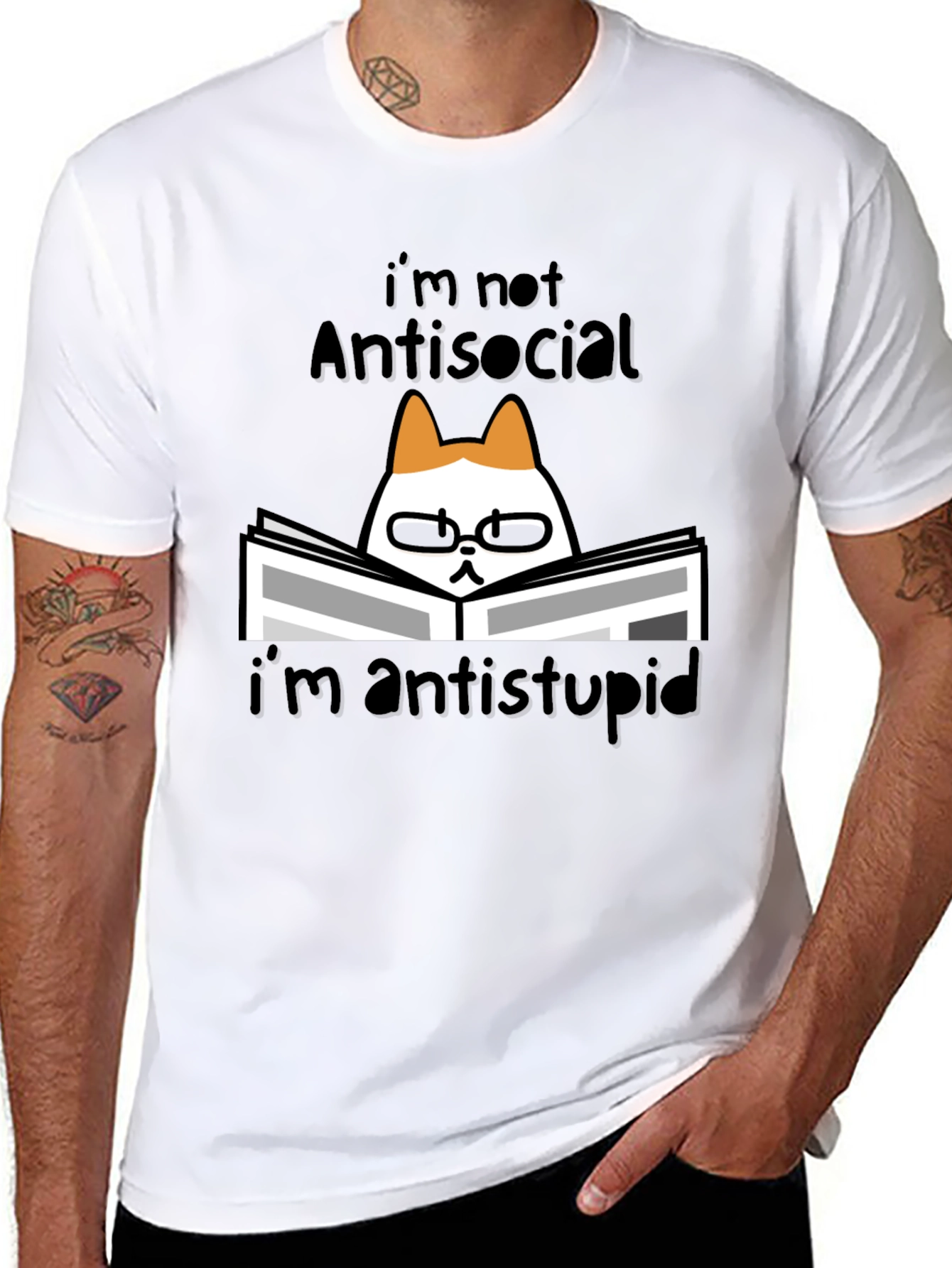 Antisocial Cat Reader Graphic Tee