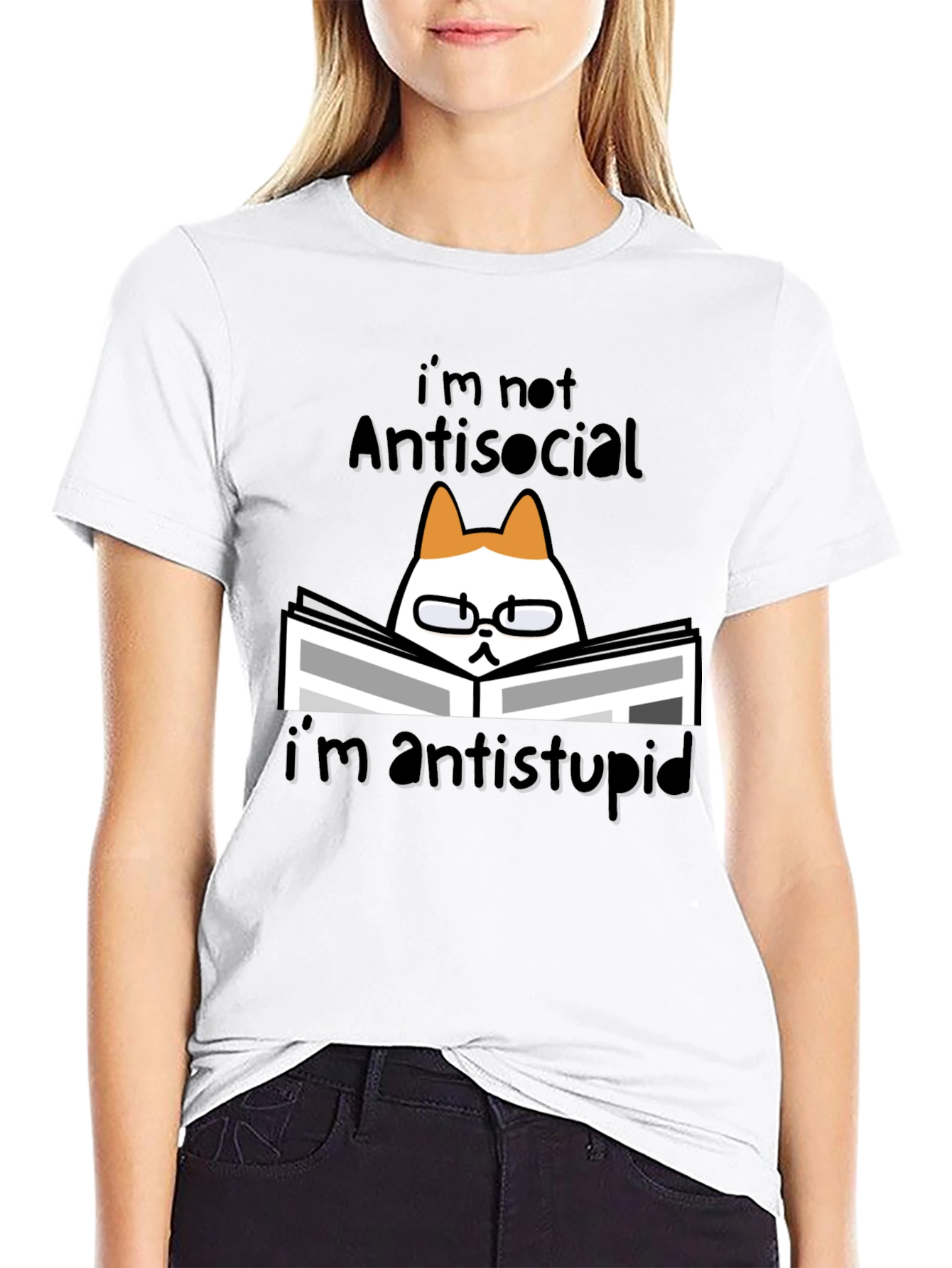 Antisocial Cat Reader Graphic Tee