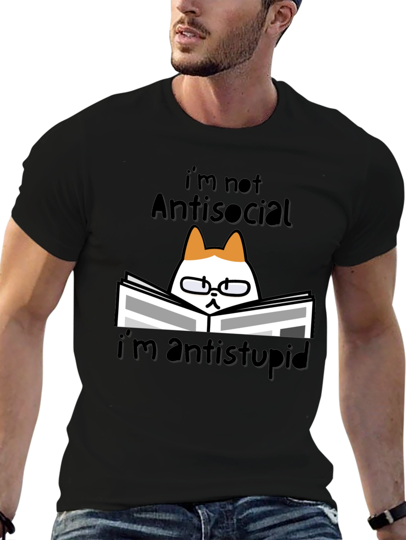 Antisocial Cat Reader Graphic Tee