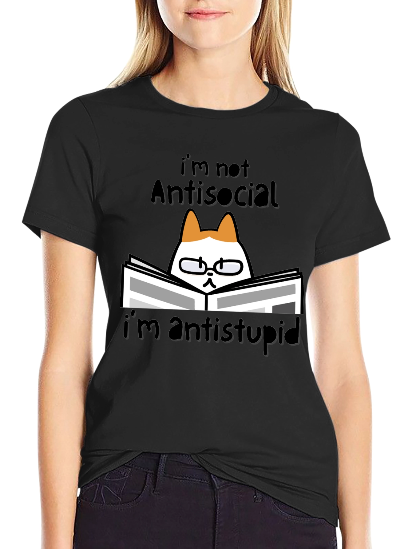 Antisocial Cat Reader Graphic Tee