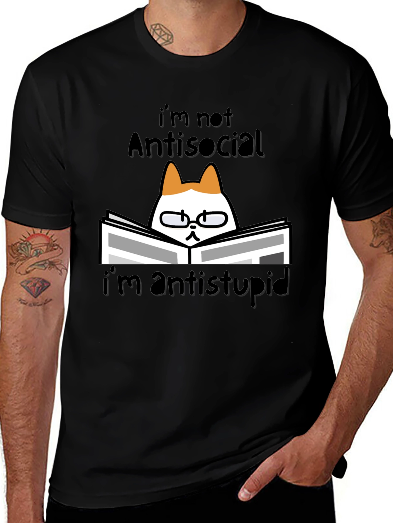 Antisocial Cat Reader Graphic Tee