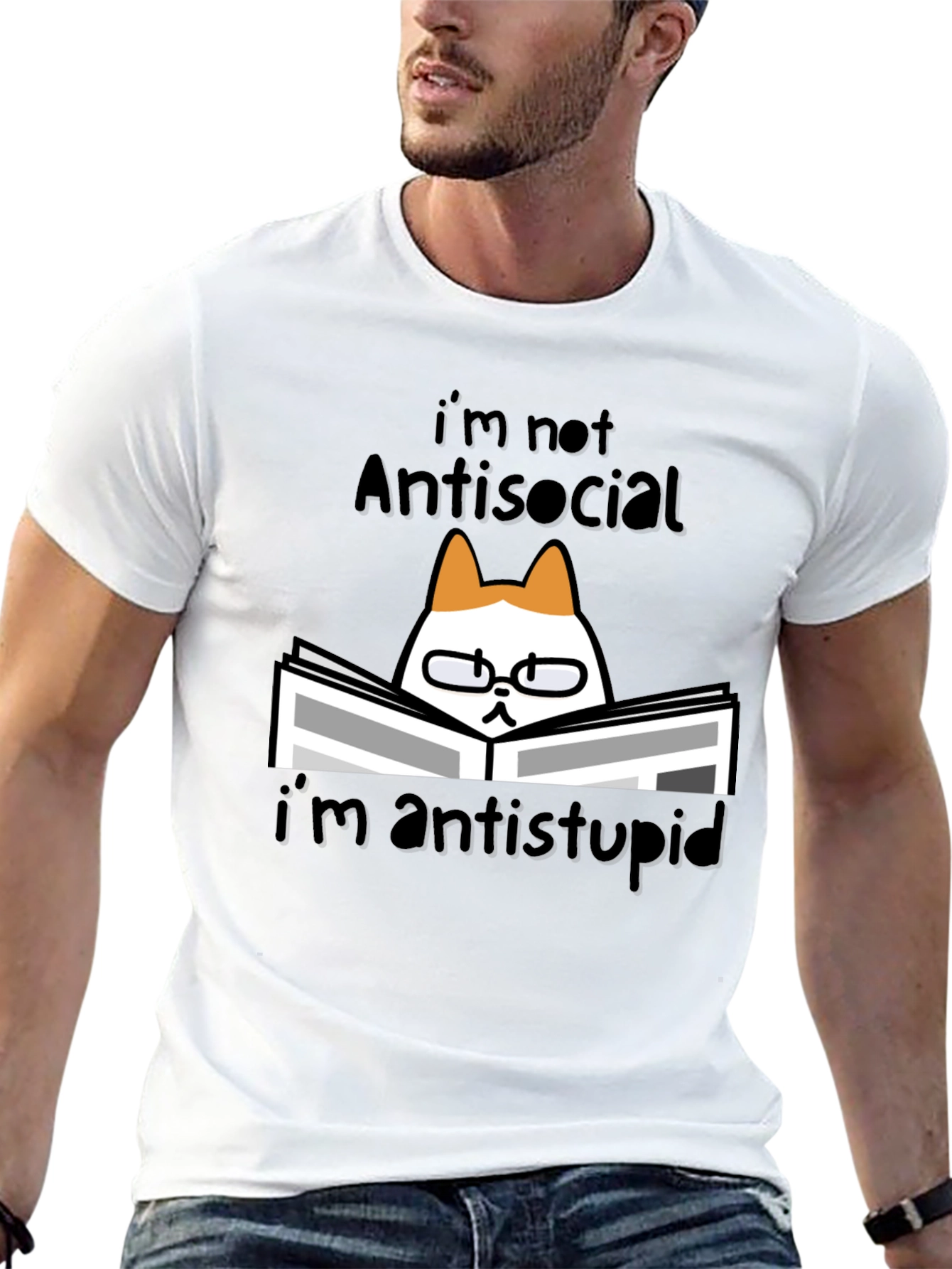 Antisocial Cat Reader Graphic Tee