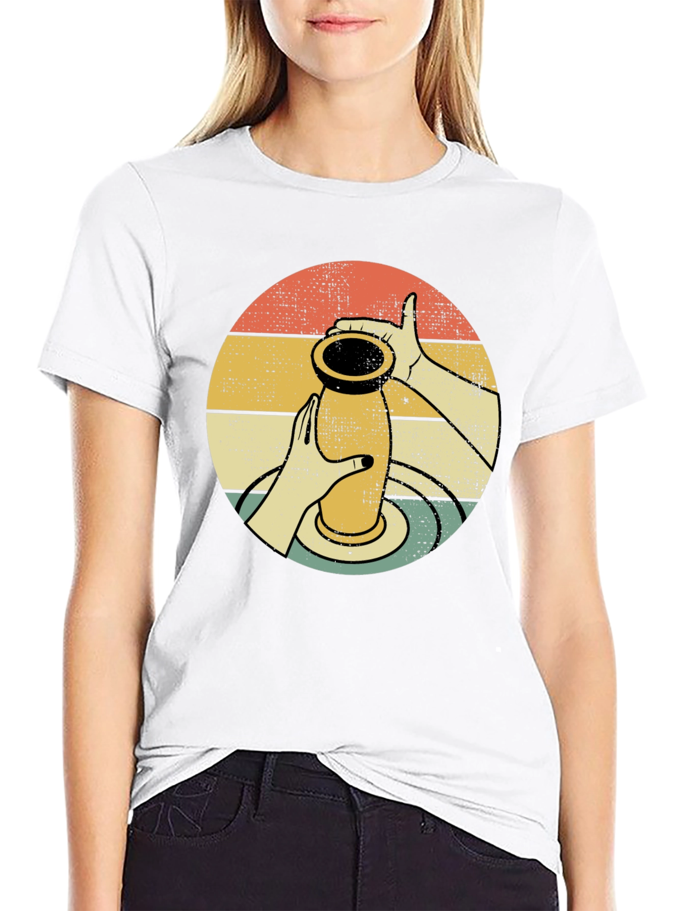 Pottery Design T-Shirt - Retro Circle Graphic Tee