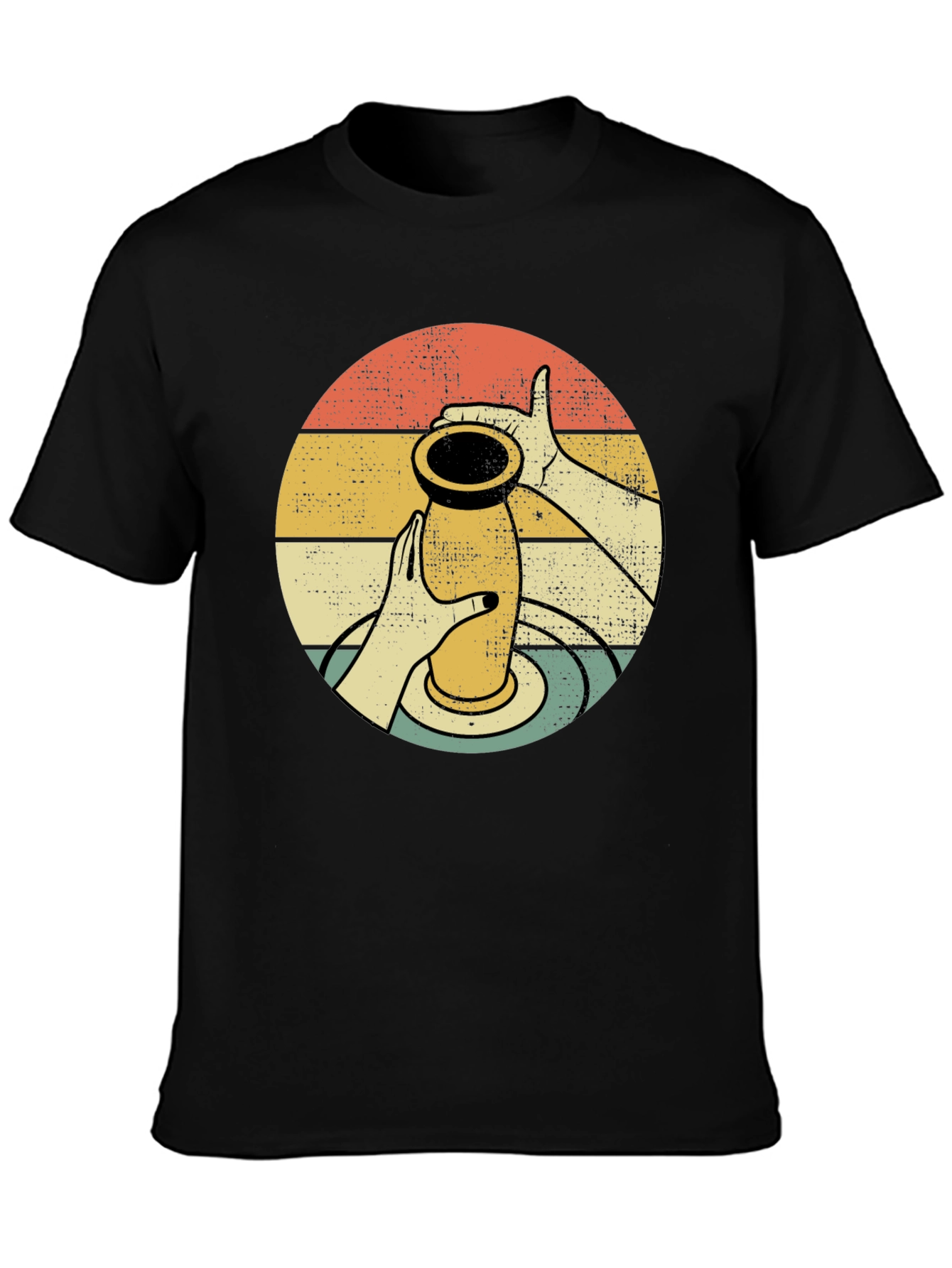 Pottery Design T-Shirt - Retro Circle Graphic Tee