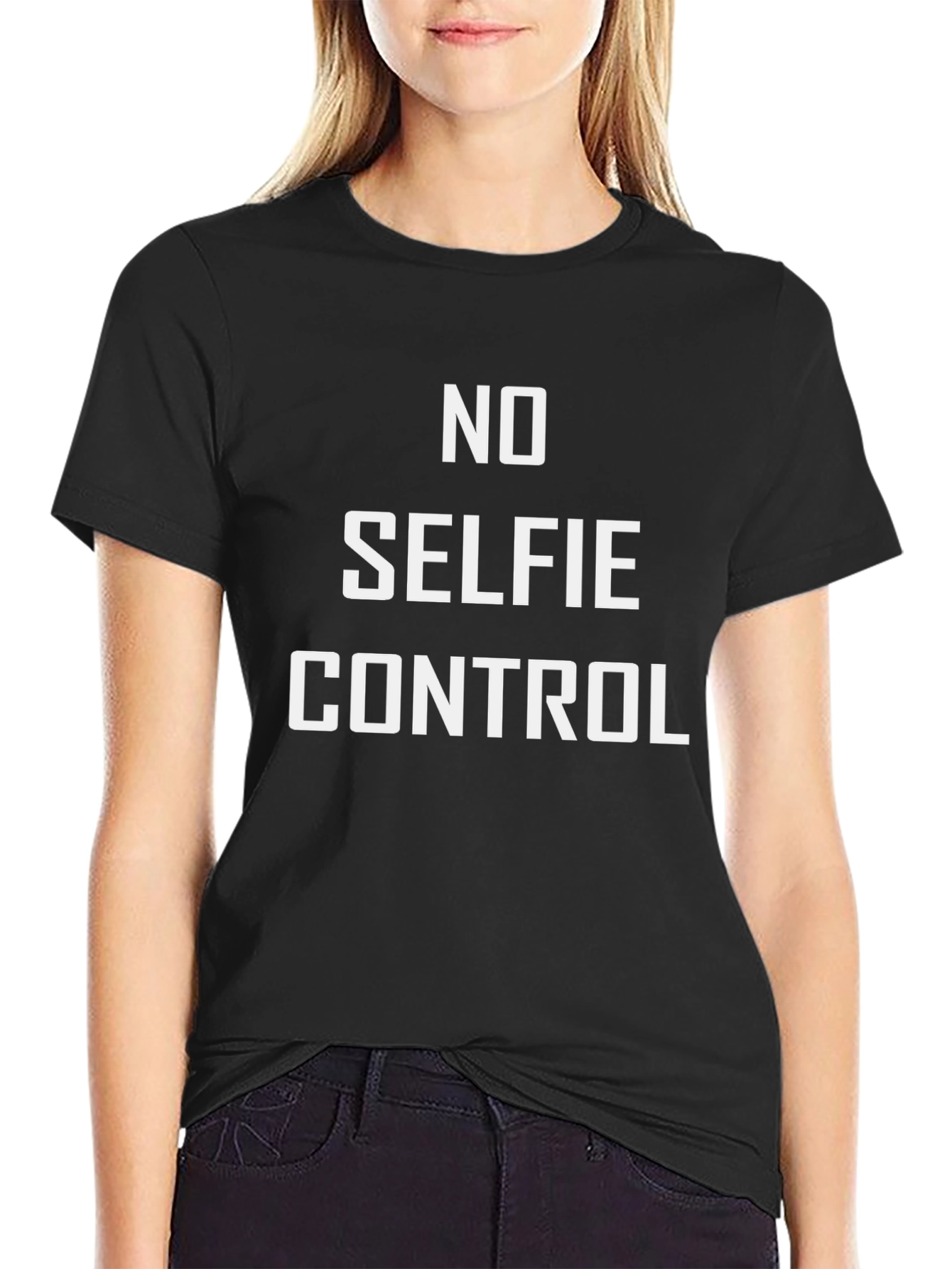 No Selfie Control Graphic Tee - Black