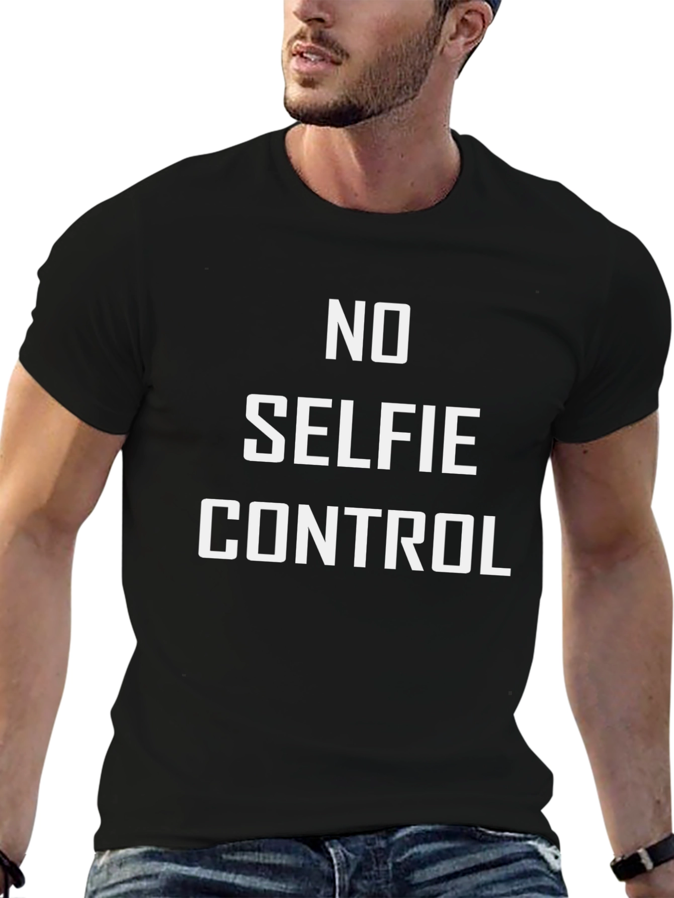 No Selfie Control Graphic Tee - Black