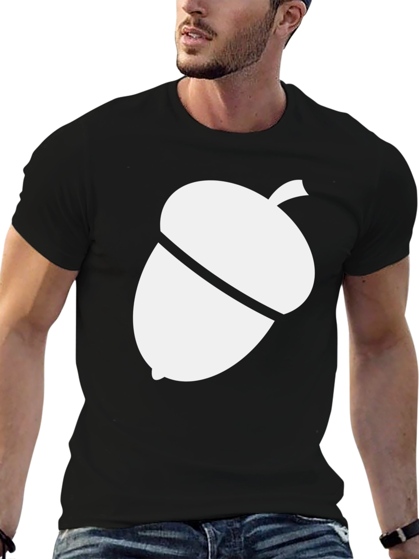 Acorn Graphic Print Black T-Shirt