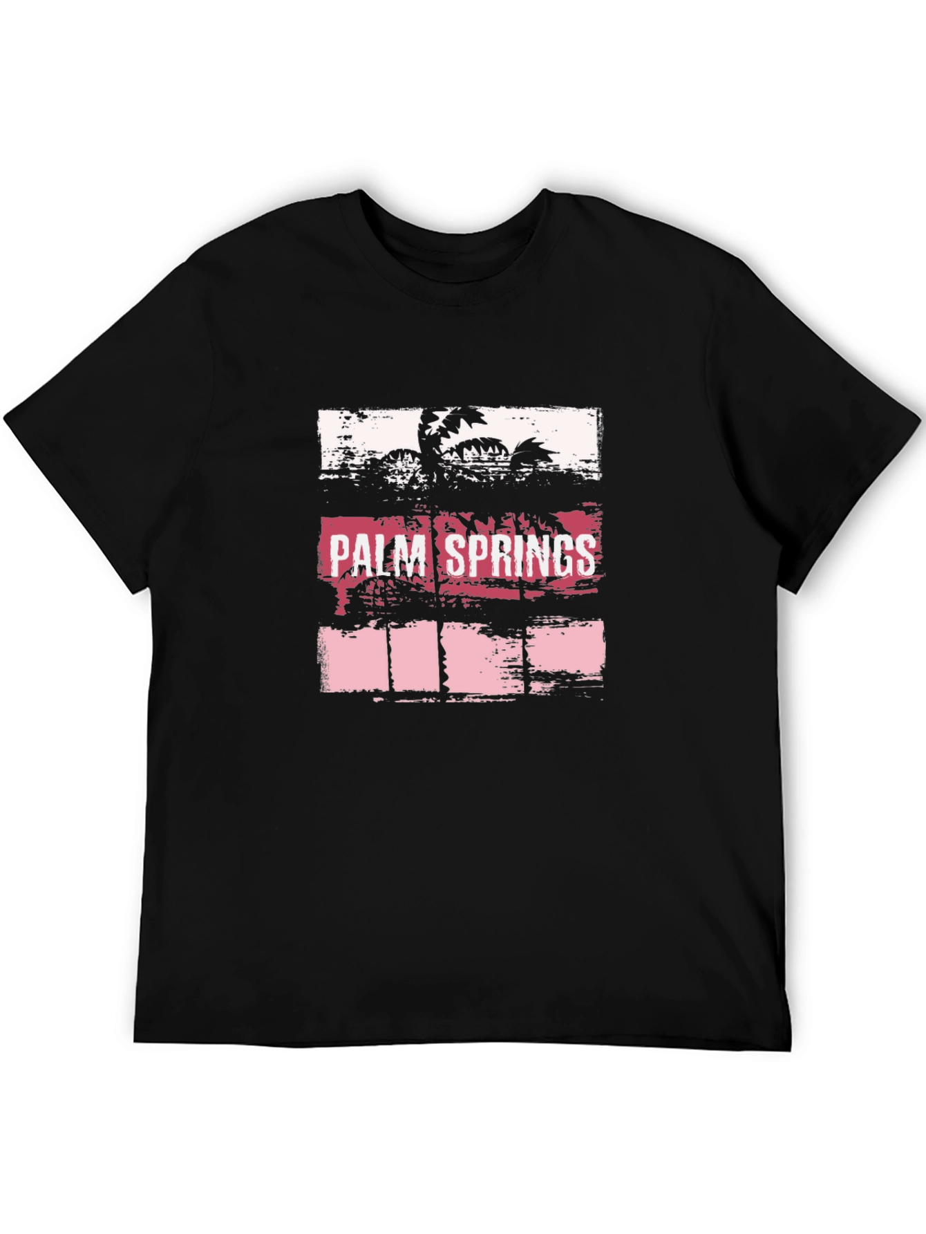Palm Springs Graphic Tee - Black Cotton T-Shirt