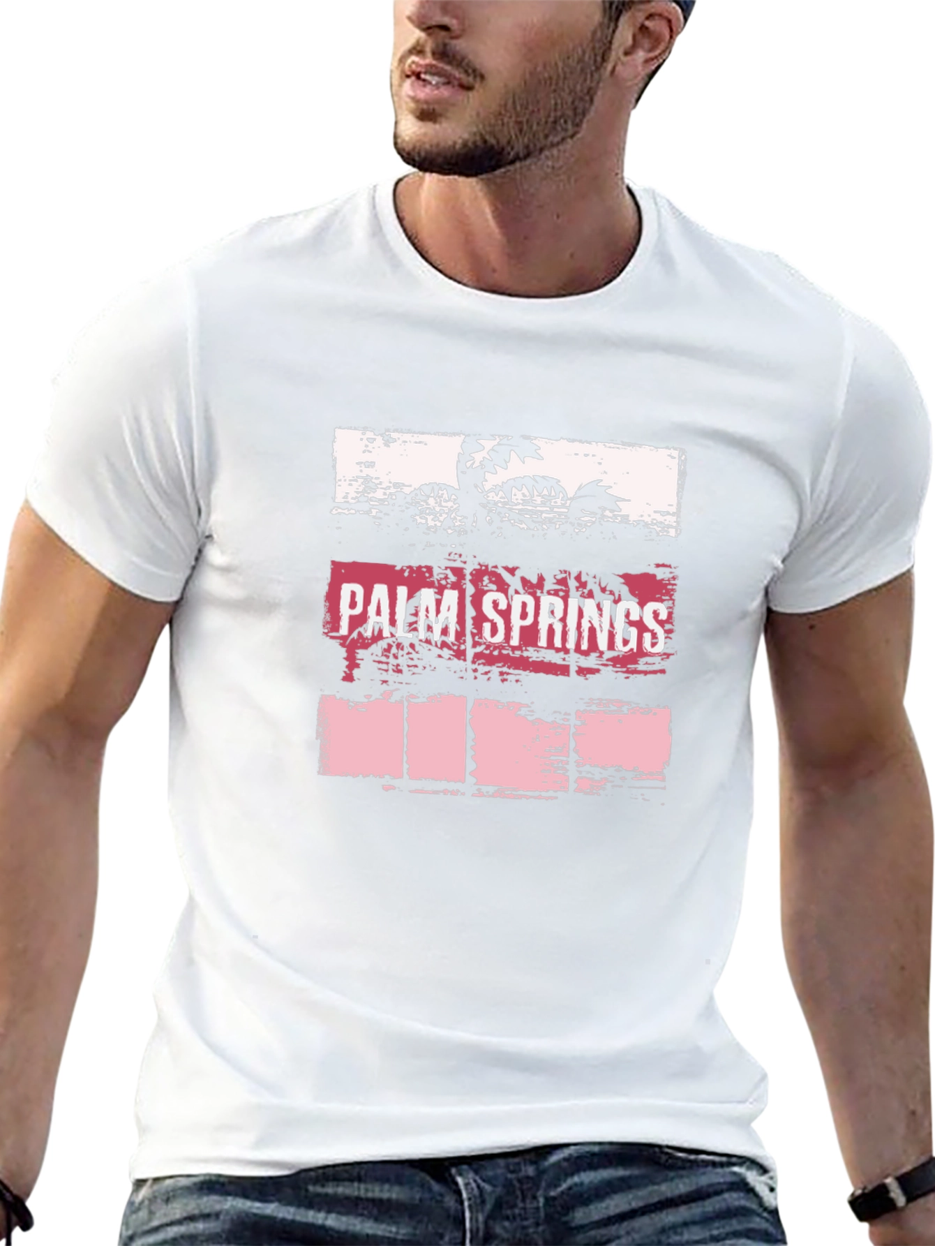 Palm Springs Graphic Tee - Black Cotton T-Shirt
