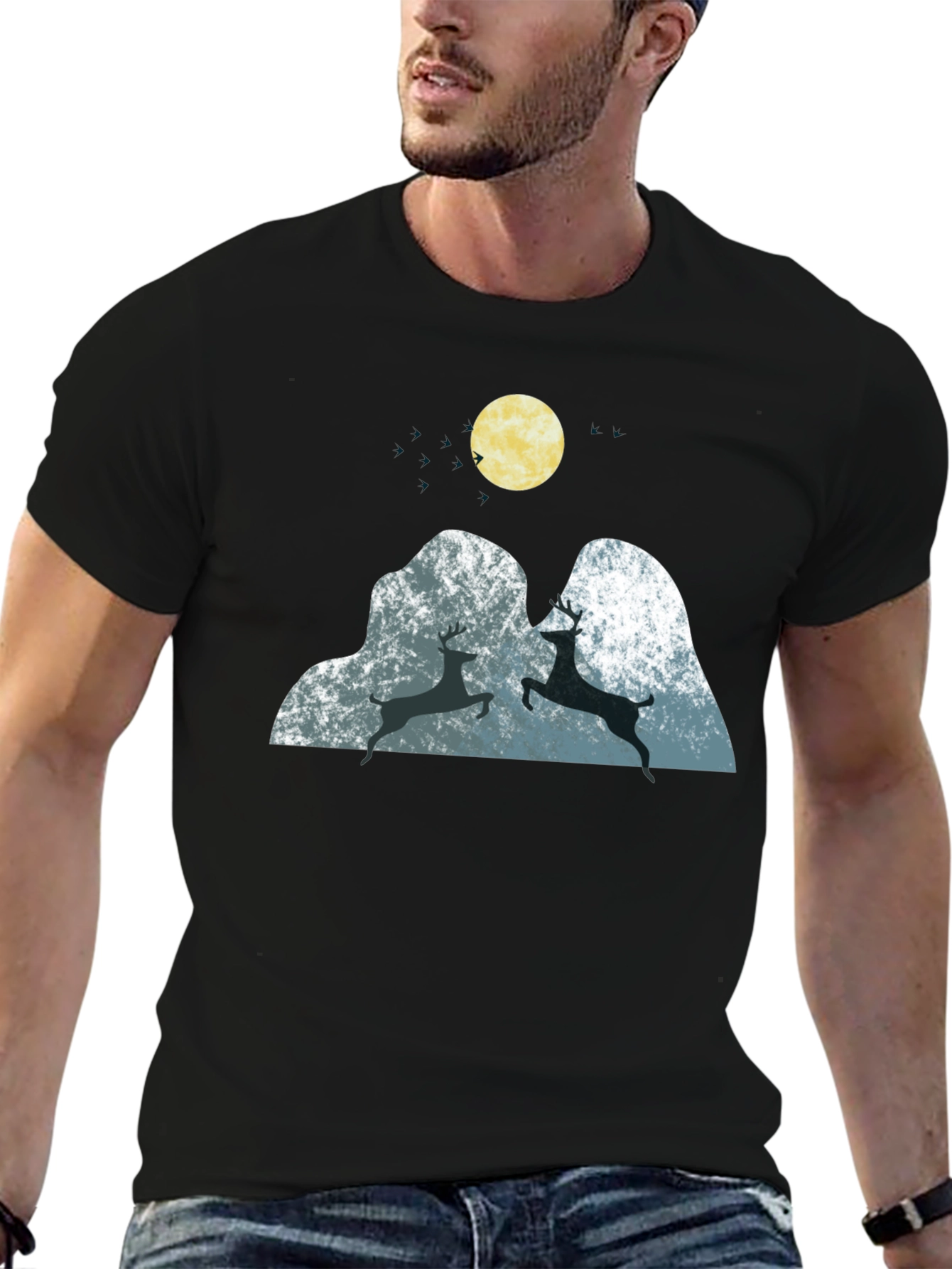 Mountain Deer Graphic Tee - Soft & Stylish