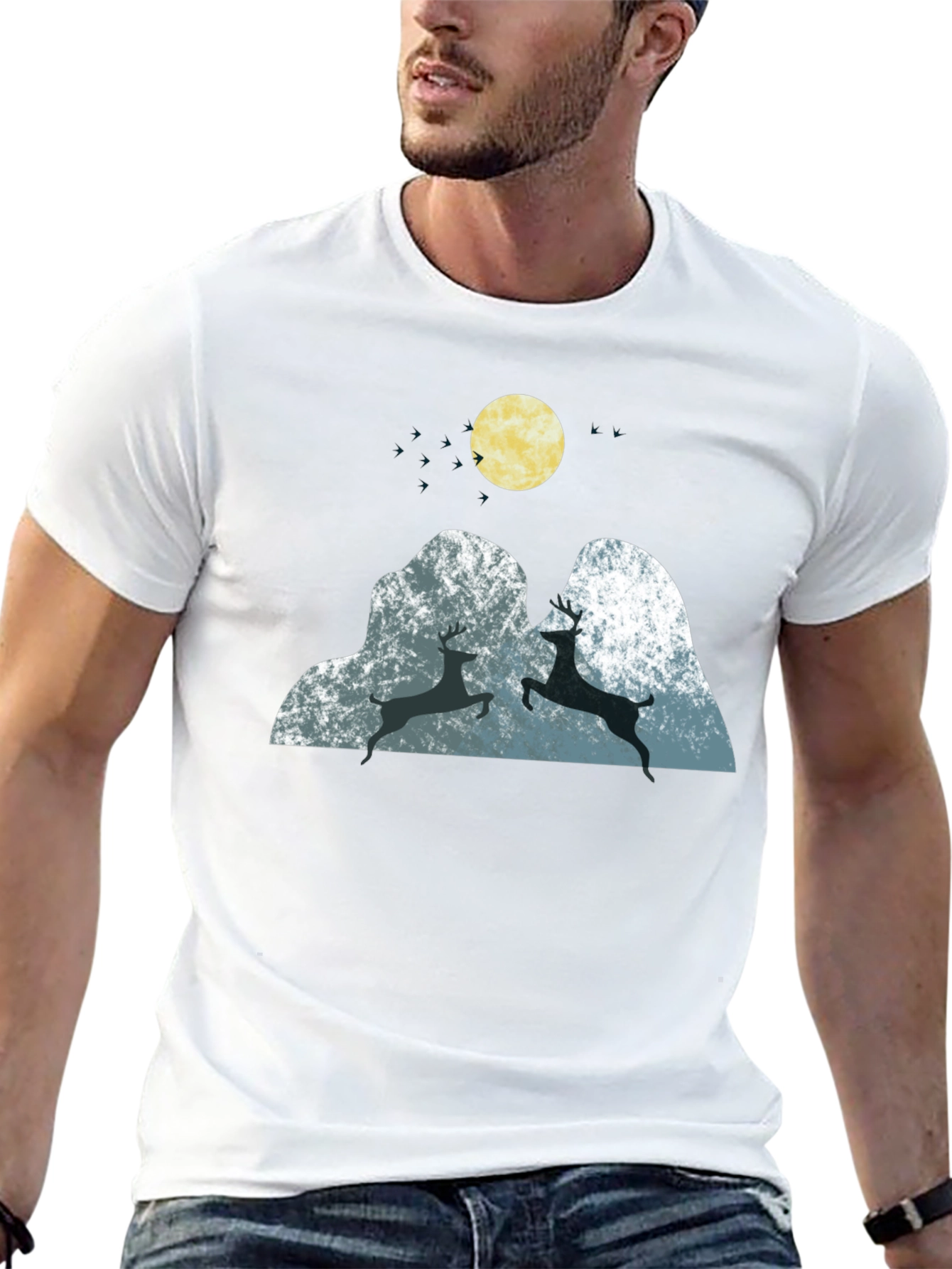 Mountain Deer Graphic Tee - Soft & Stylish