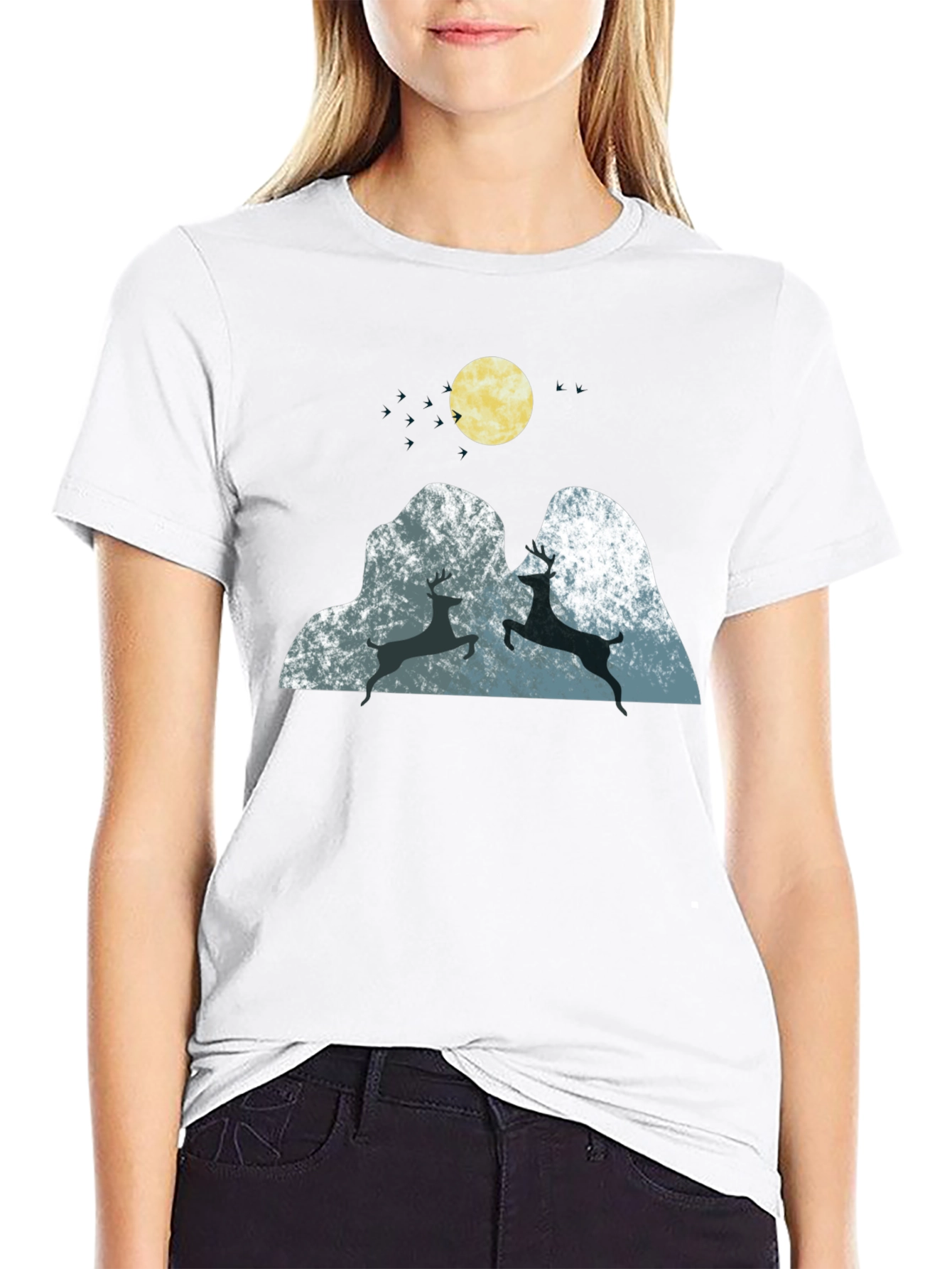 Mountain Deer Graphic Tee - Soft & Stylish